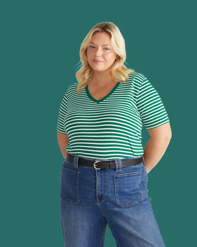 V Rex - Aventurine/Ecru Stripe sold by Universal Standard