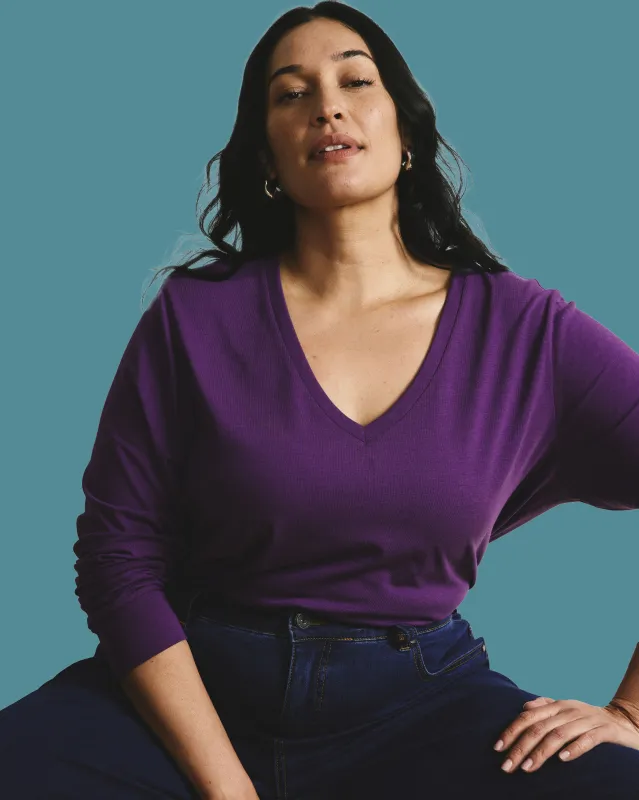 Long Sleeve V Rex - Grape made by Universal Standard