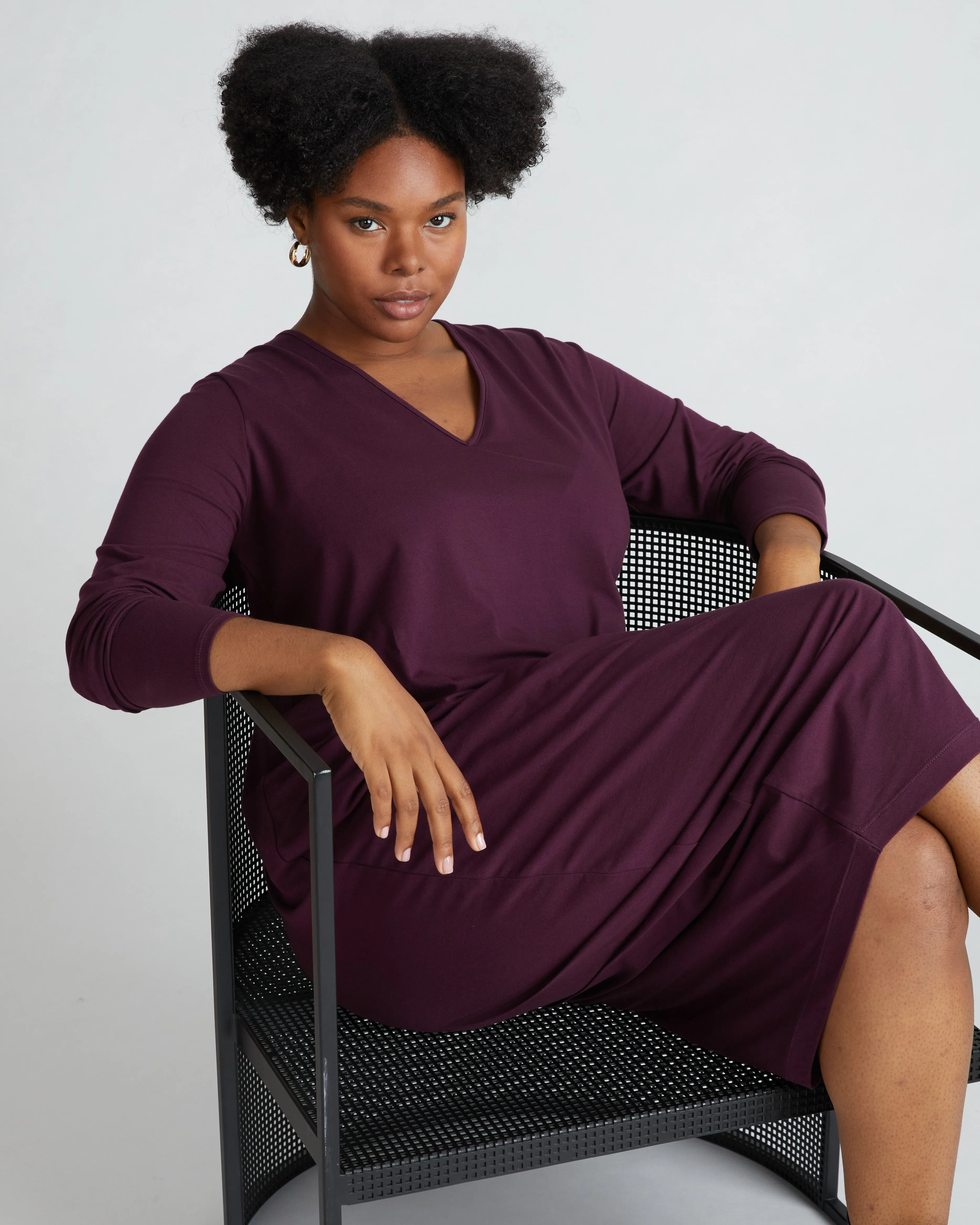 Iconic Long Sleeve V-Neck Geneva Dress - Acai sold by Universal Standard product image thumbnail 2