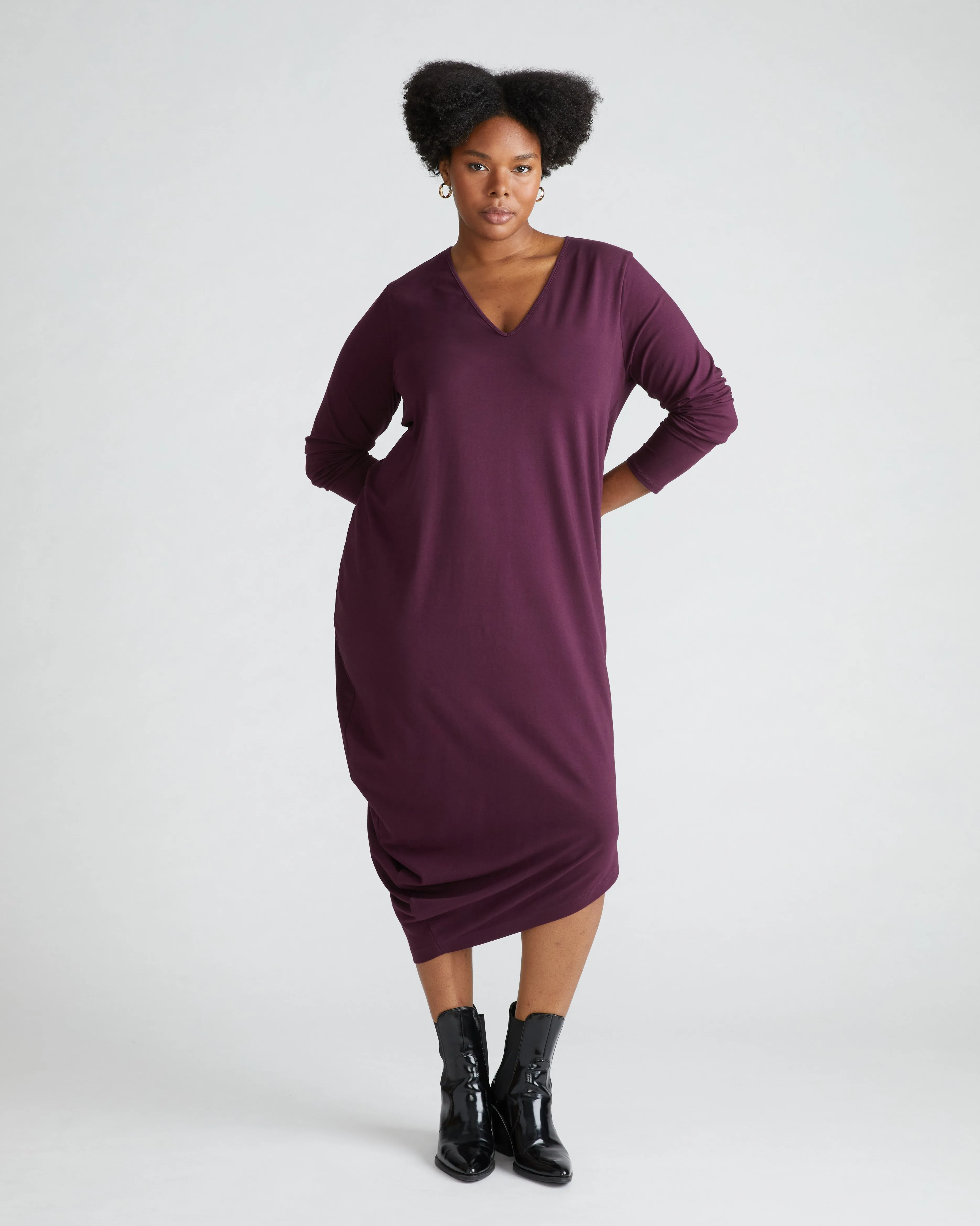 Iconic Long Sleeve V-Neck Geneva Dress - Acai sold by Universal Standard product image thumbnail 3