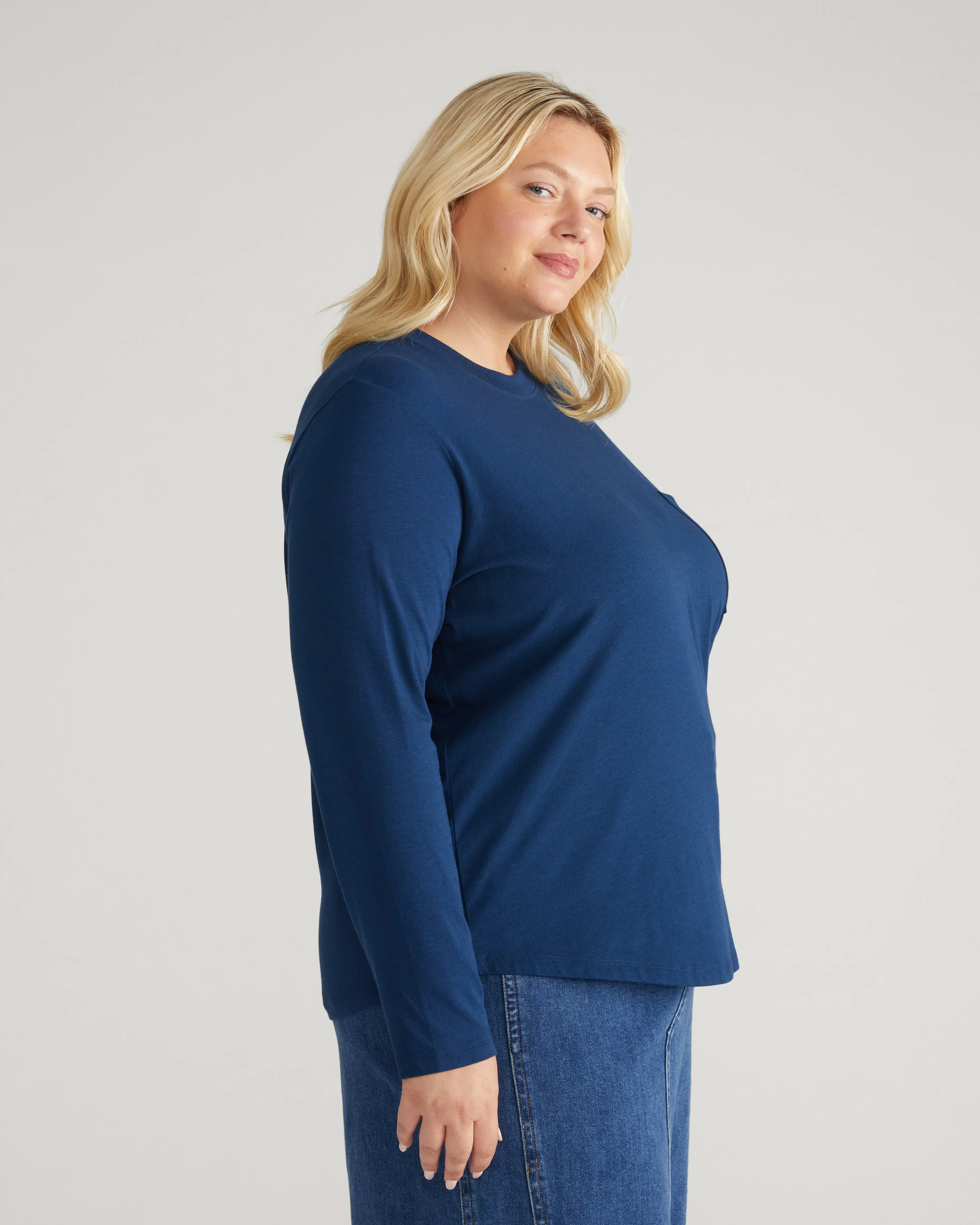 Long Sleeve Garcon Tee - Pageant Blue sold by Universal Standard product image thumbnail 3