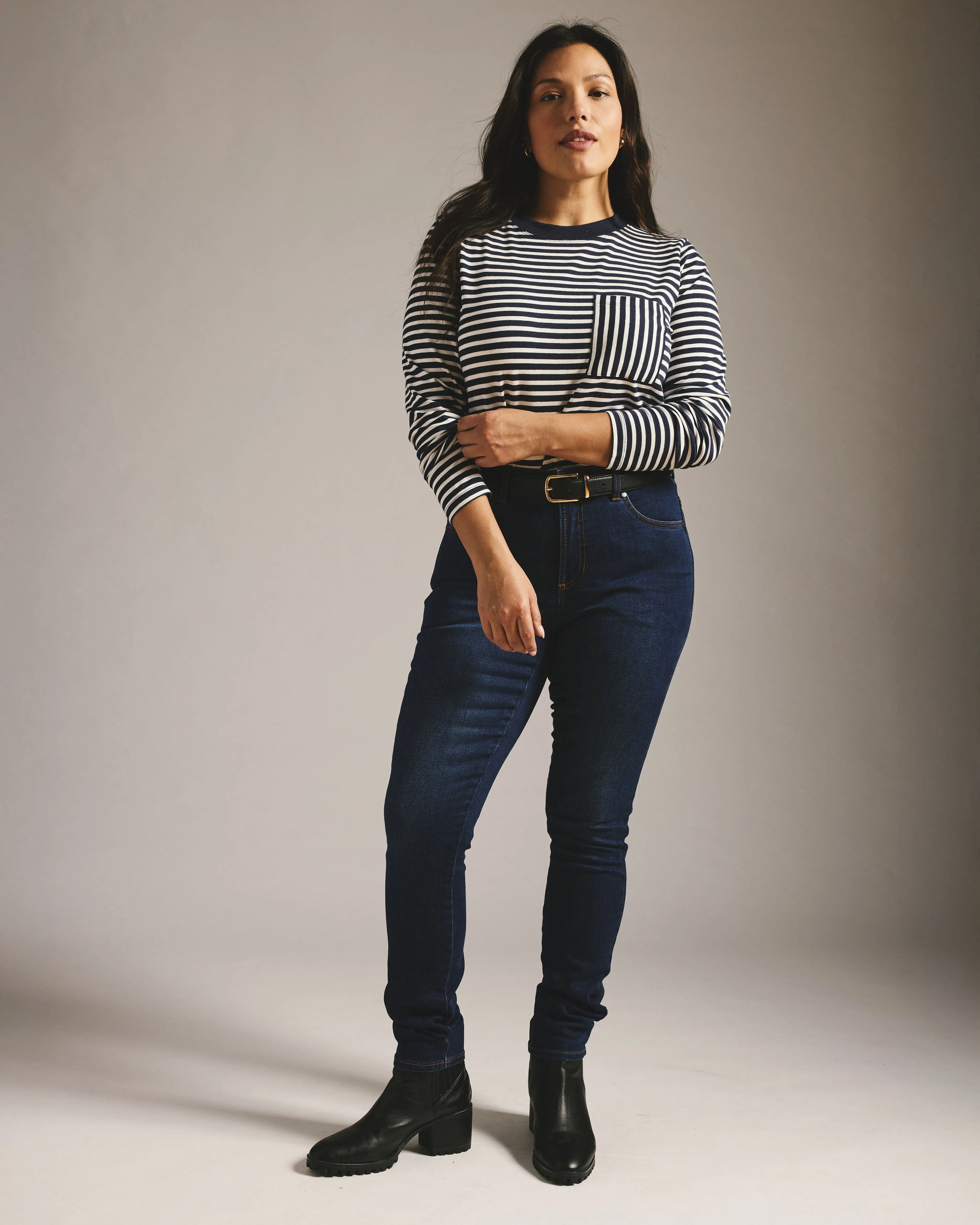 Long Sleeve Garcon Tee - Navy/White Stripe sold by Universal Standard product image thumbnail 3