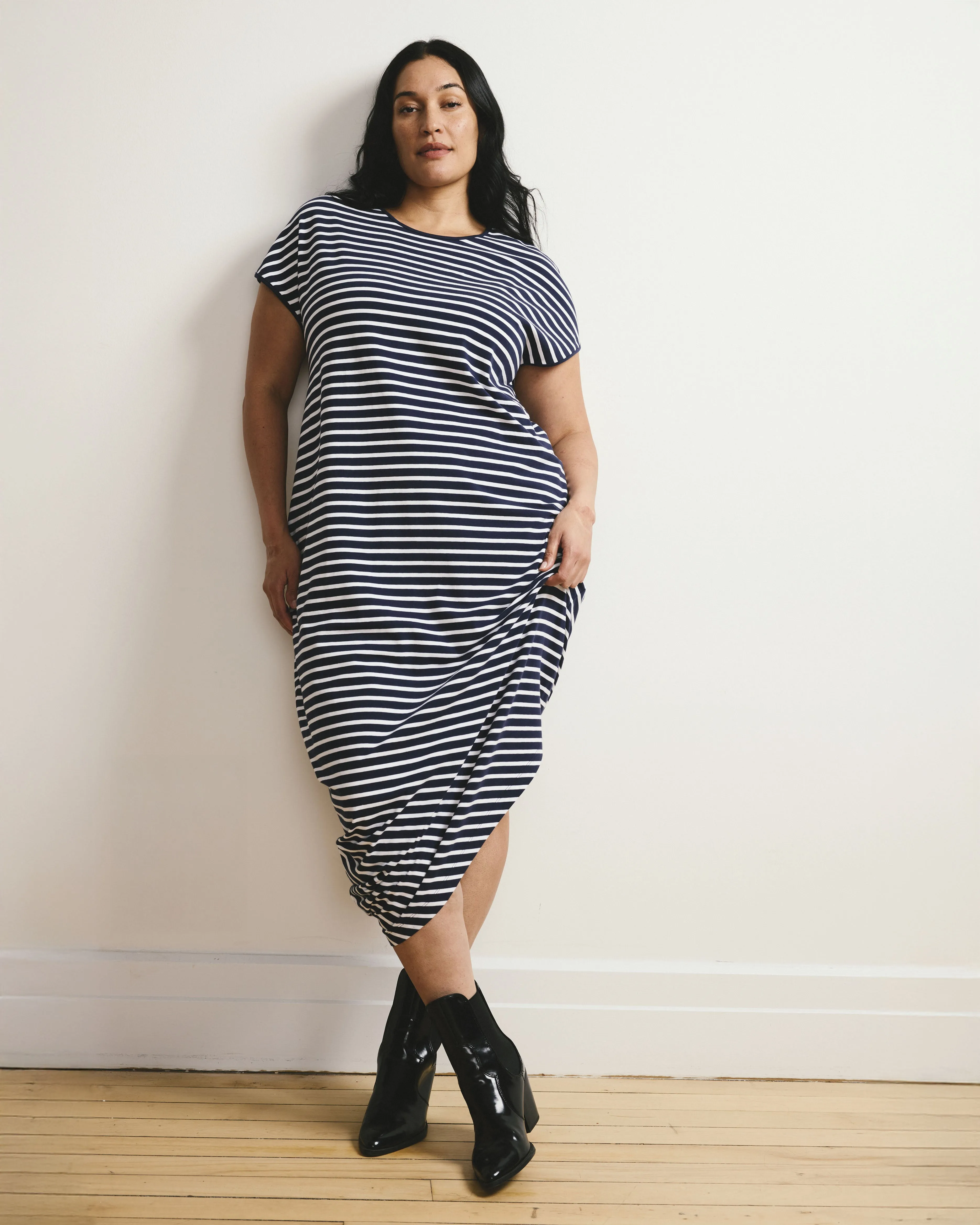 Iconic Geneva Dress - Navy/White Stripe sold by Universal Standard product image thumbnail 2