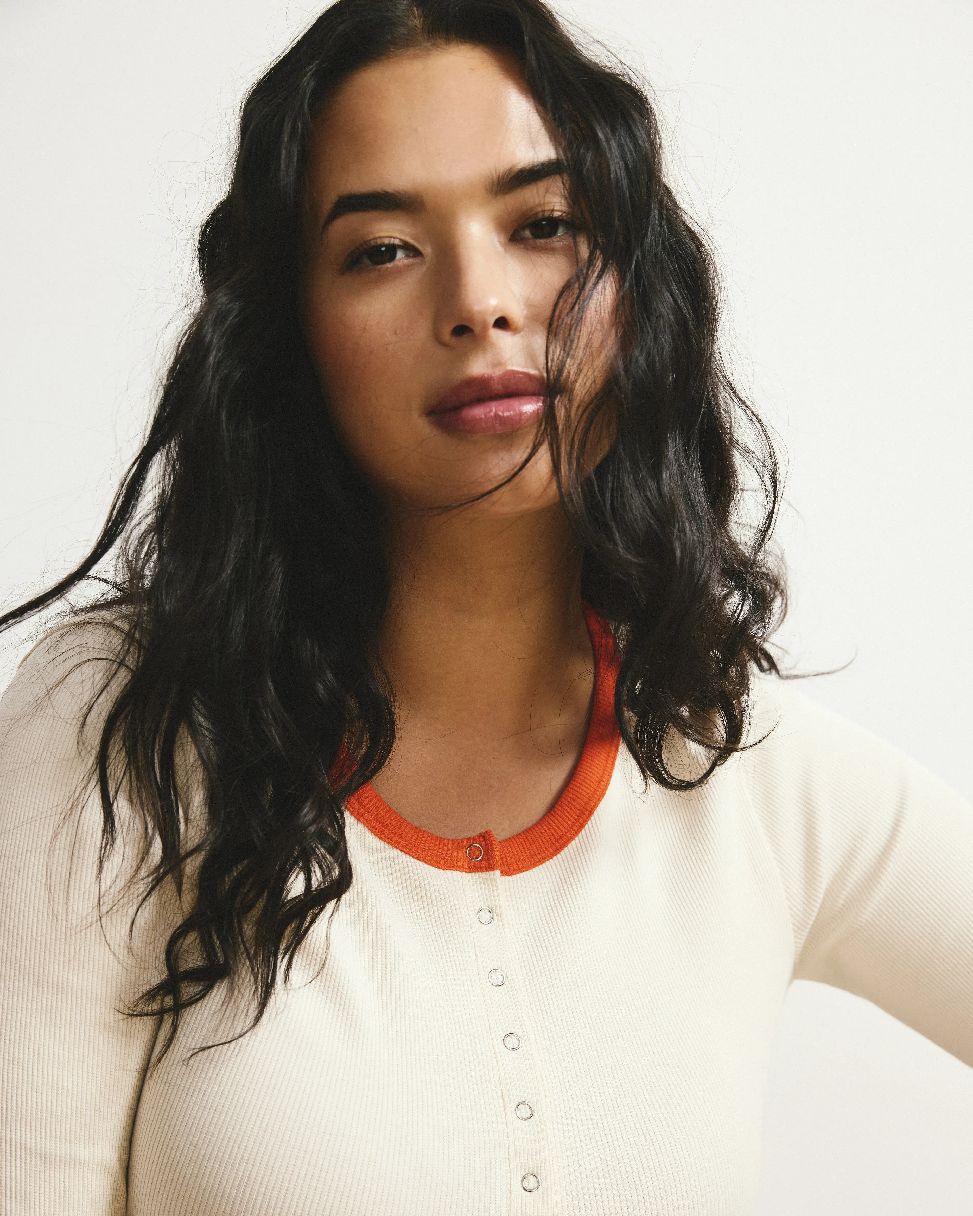 Henley Long Sleeve Ribbed Tee - Chamomile/Poppy Trim sold by Universal Standard product image thumbnail 5