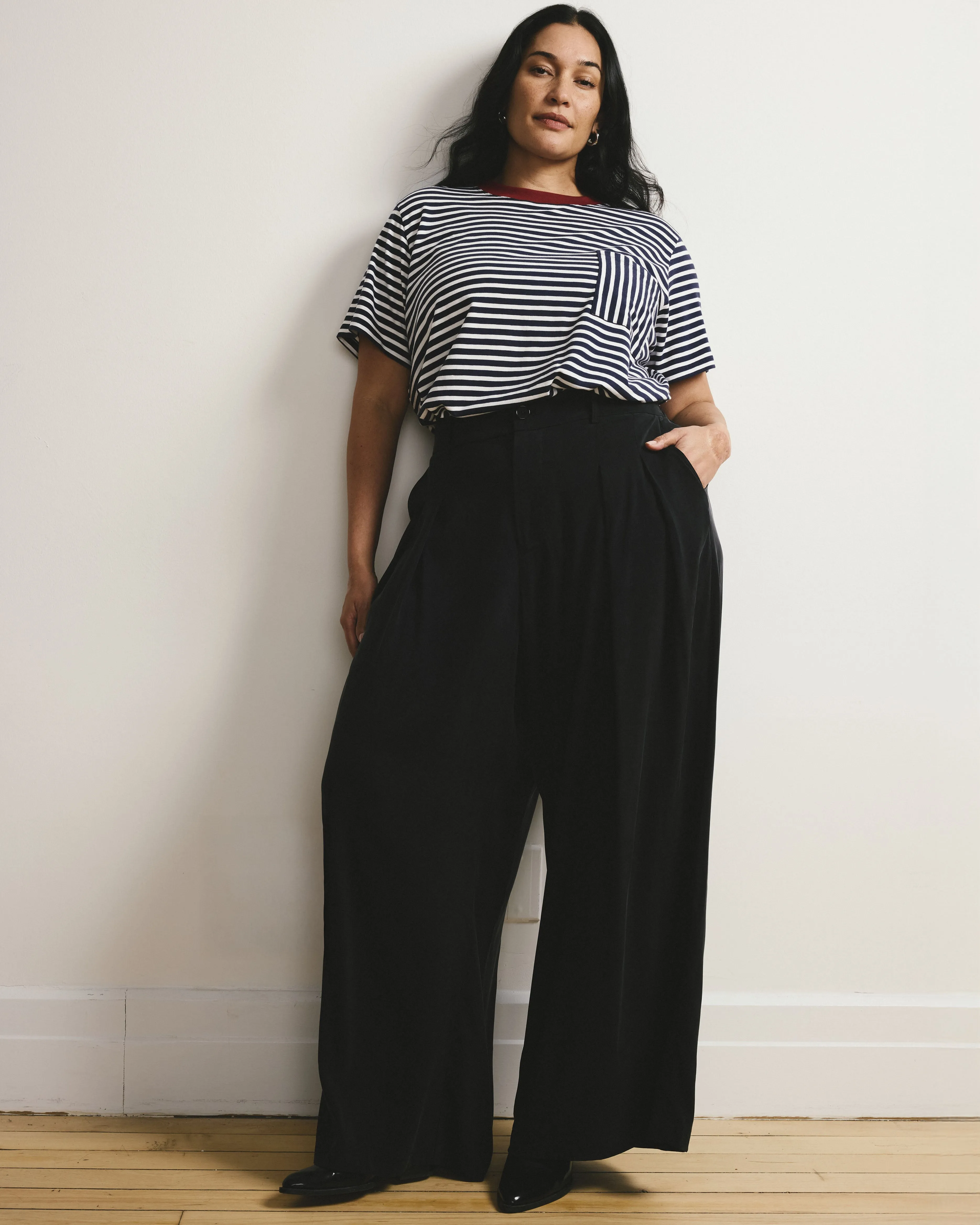 Garcon Tee - Navy/White Stripe with Garnet Trim sold by Universal Standard product image thumbnail 3