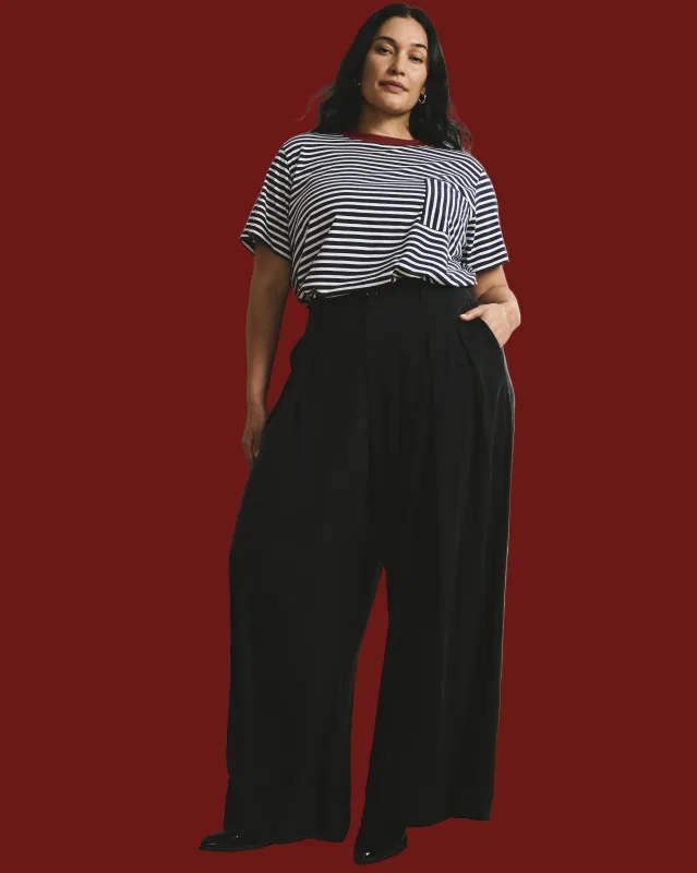 Garcon Tee - Navy/White Stripe with Garnet Trim sold by Universal Standard