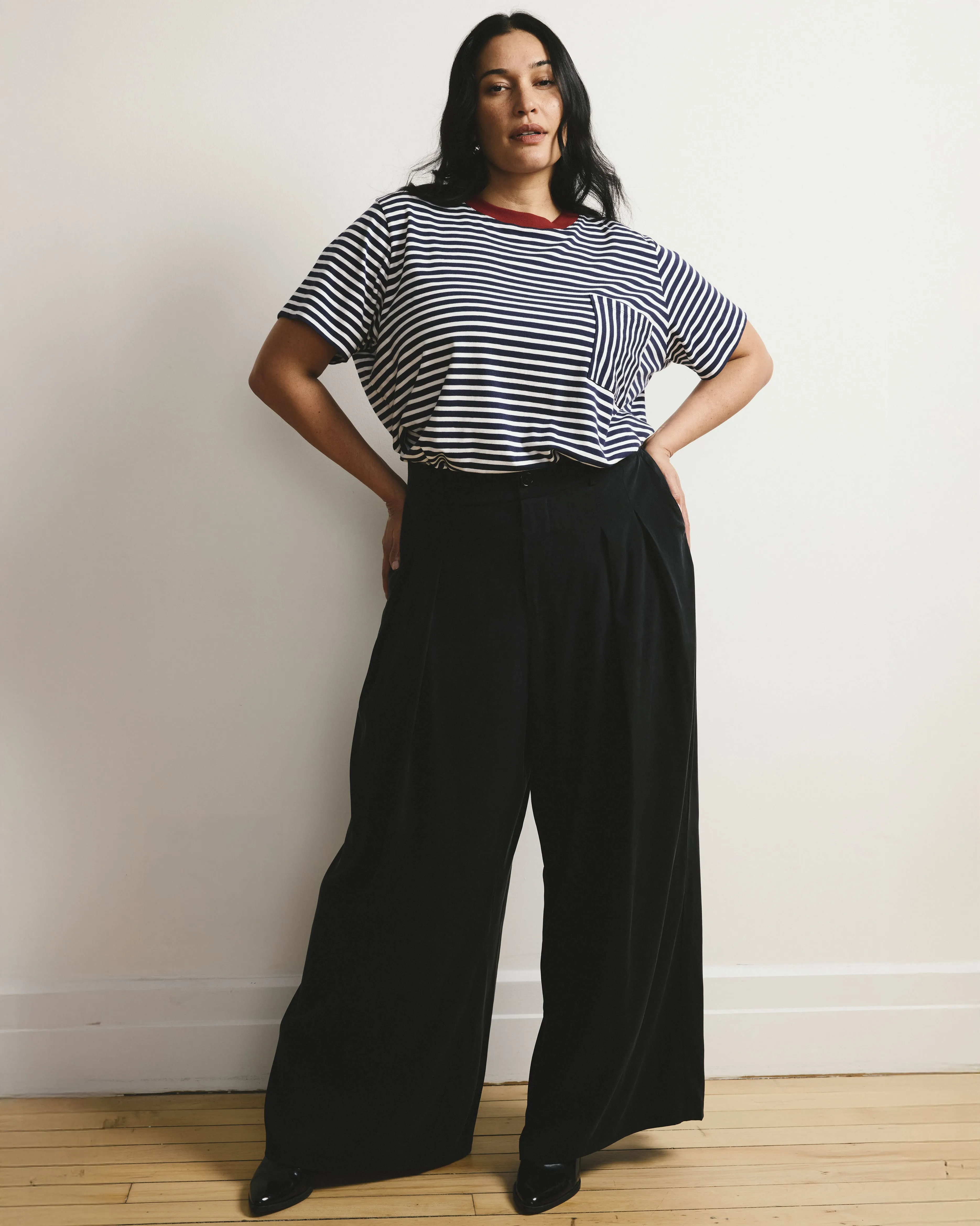 Garcon Tee - Navy/White Stripe with Garnet Trim sold by Universal Standard product image thumbnail 4