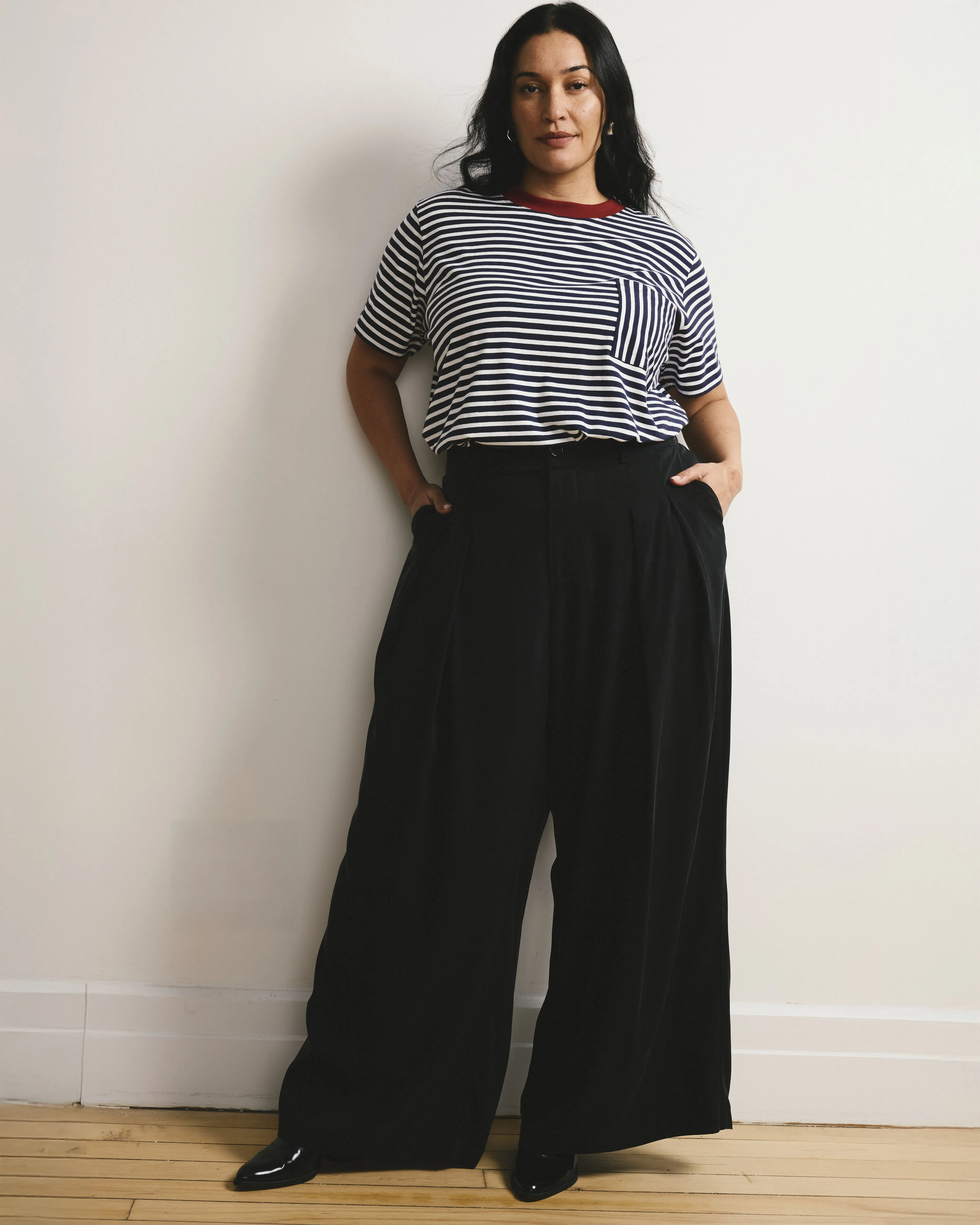 Garcon Tee - Navy/White Stripe with Garnet Trim sold by Universal Standard product image thumbnail 2