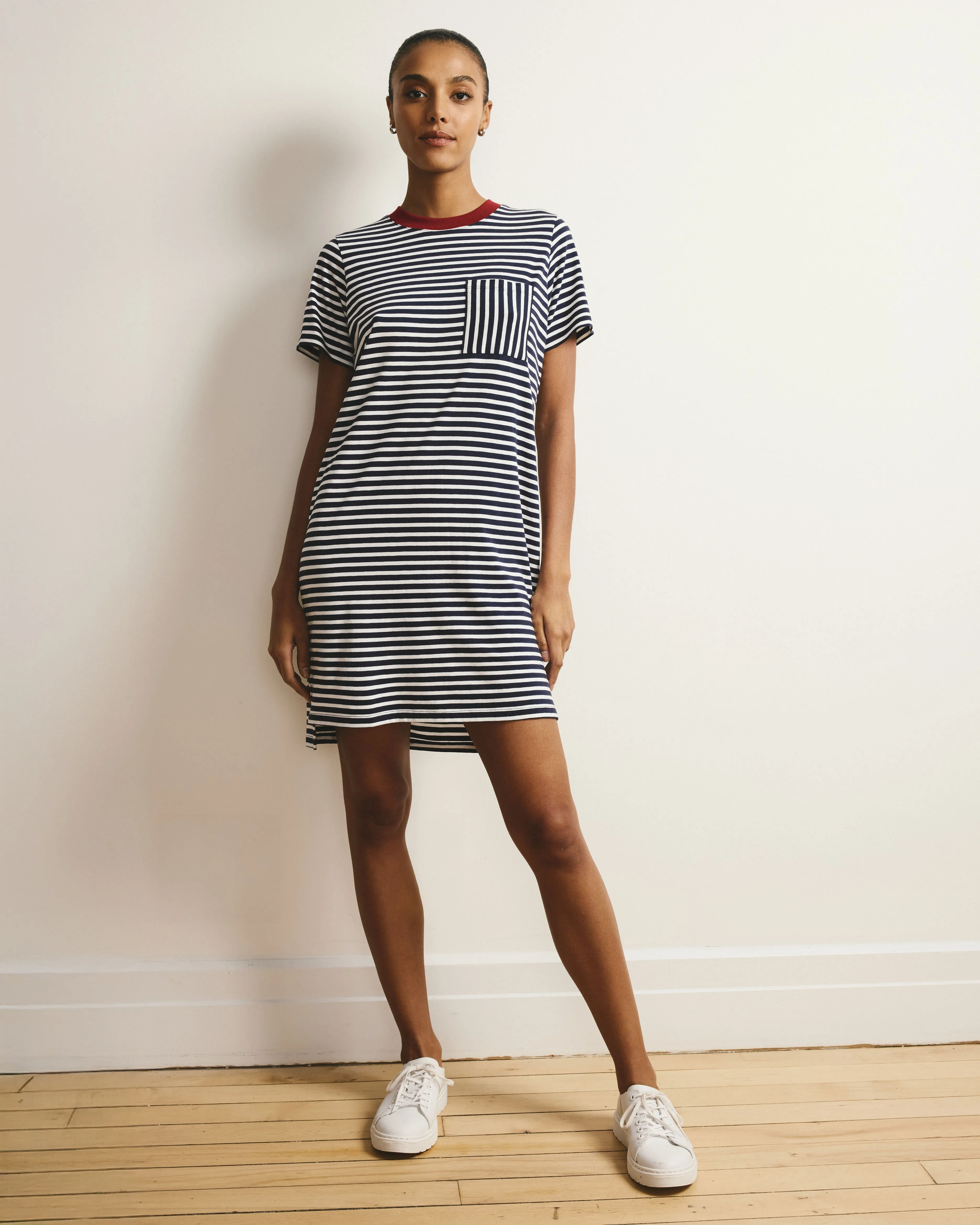 Garcon Tee Dress - Navy/White Stripe with Garnet Trim sold by Universal Standard product image thumbnail 2