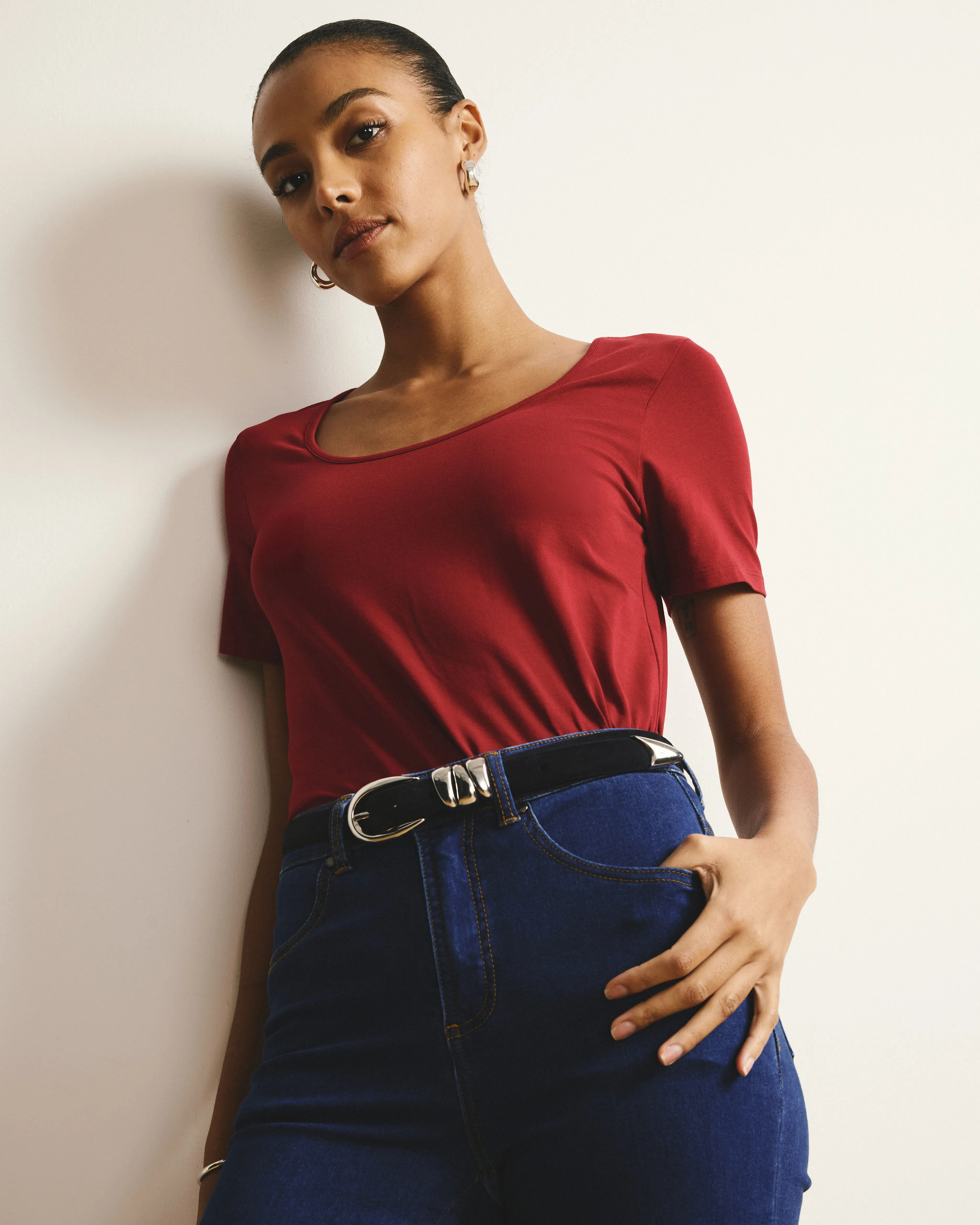 Scoop Neck Tee - Garnet sold by Universal Standard product image thumbnail 3