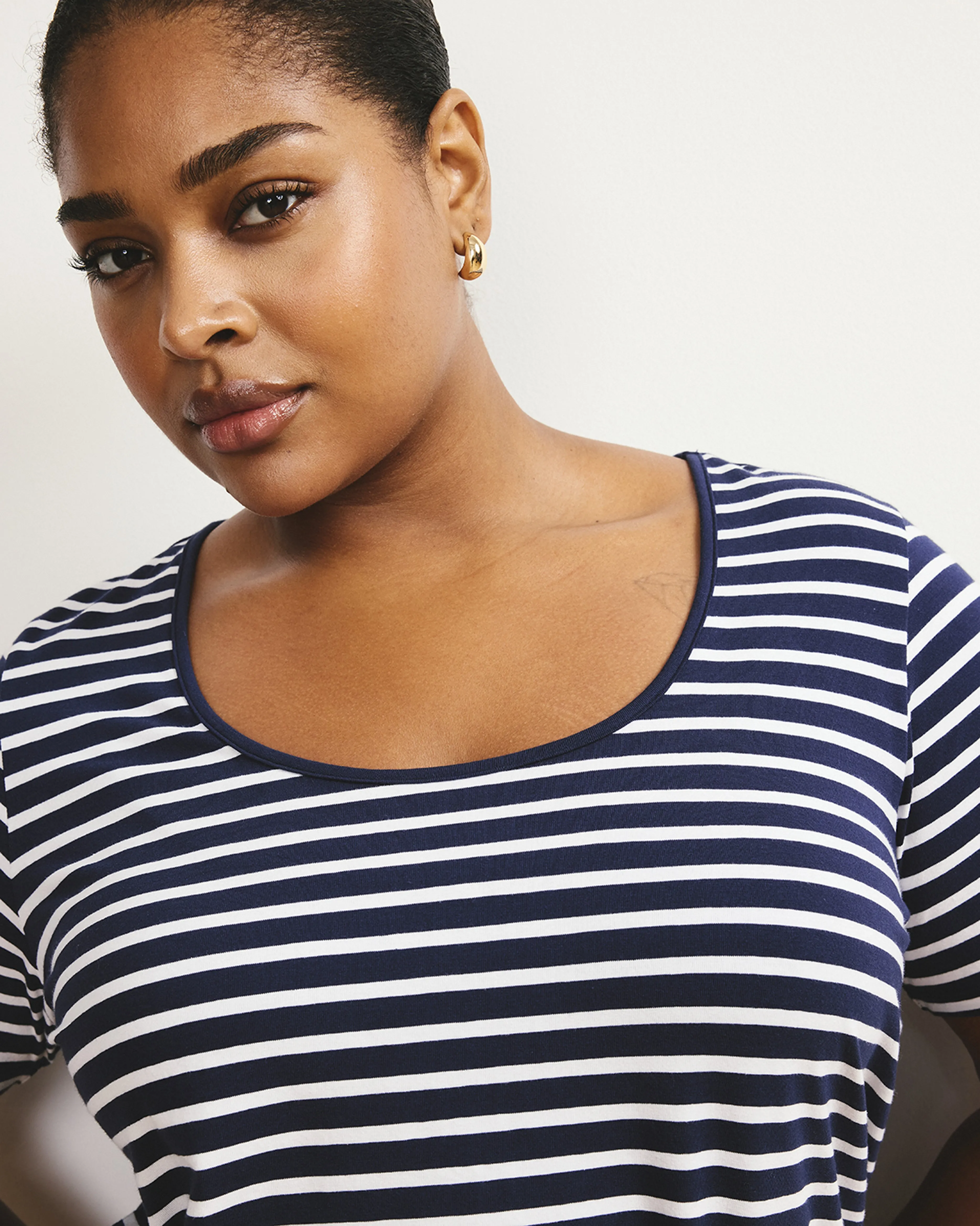 Scoop Neck Tee - Navy/White Stripe sold by Universal Standard product image thumbnail 4