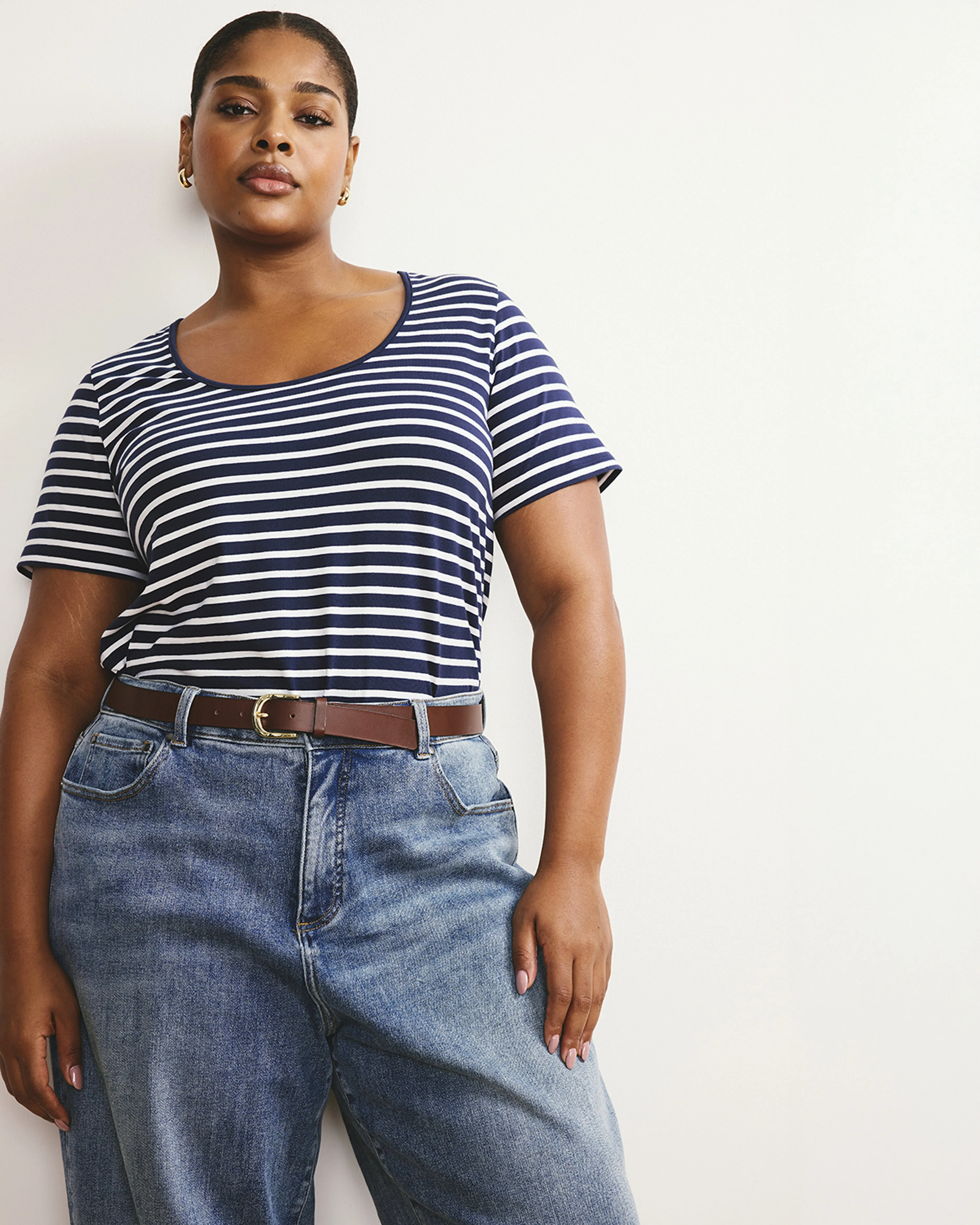 Scoop Neck Tee - Navy/White Stripe sold by Universal Standard product image thumbnail 5