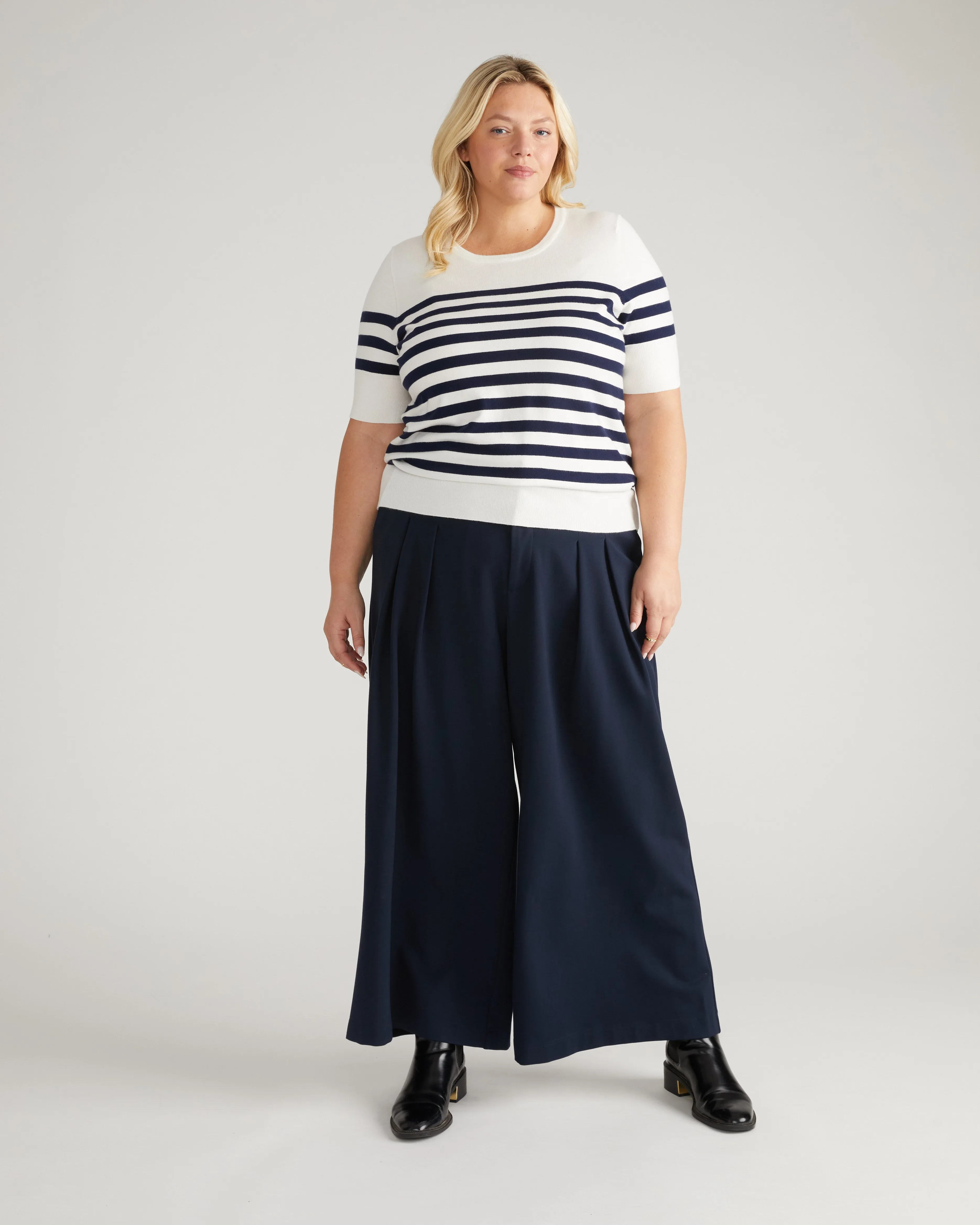 Savvy Fine Knit Sweater Top - Cream/Navy Stripes sold by Universal Standard product image thumbnail 5