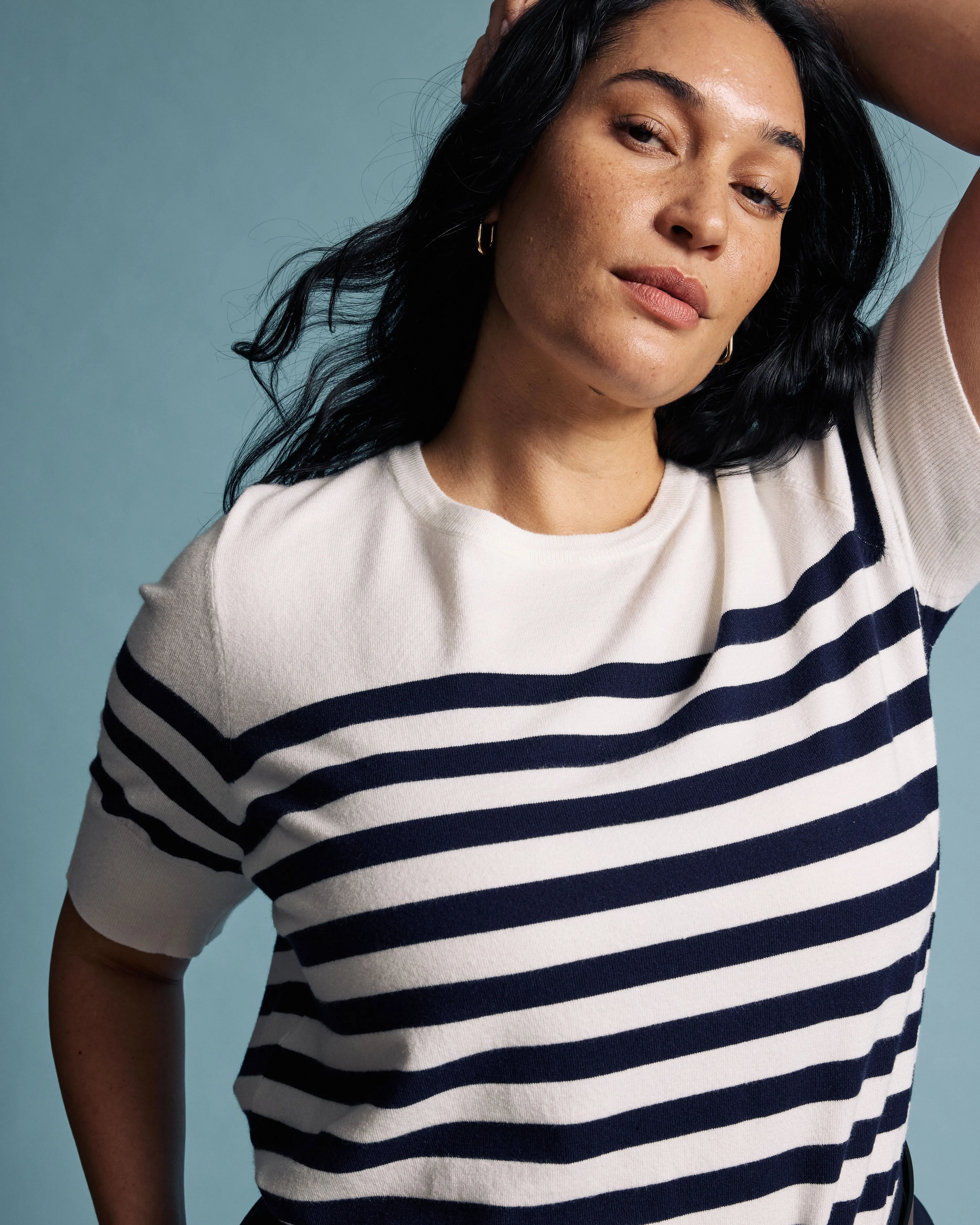 Savvy Fine Knit Sweater Top - Cream/Navy Stripes sold by Universal Standard product image thumbnail 2