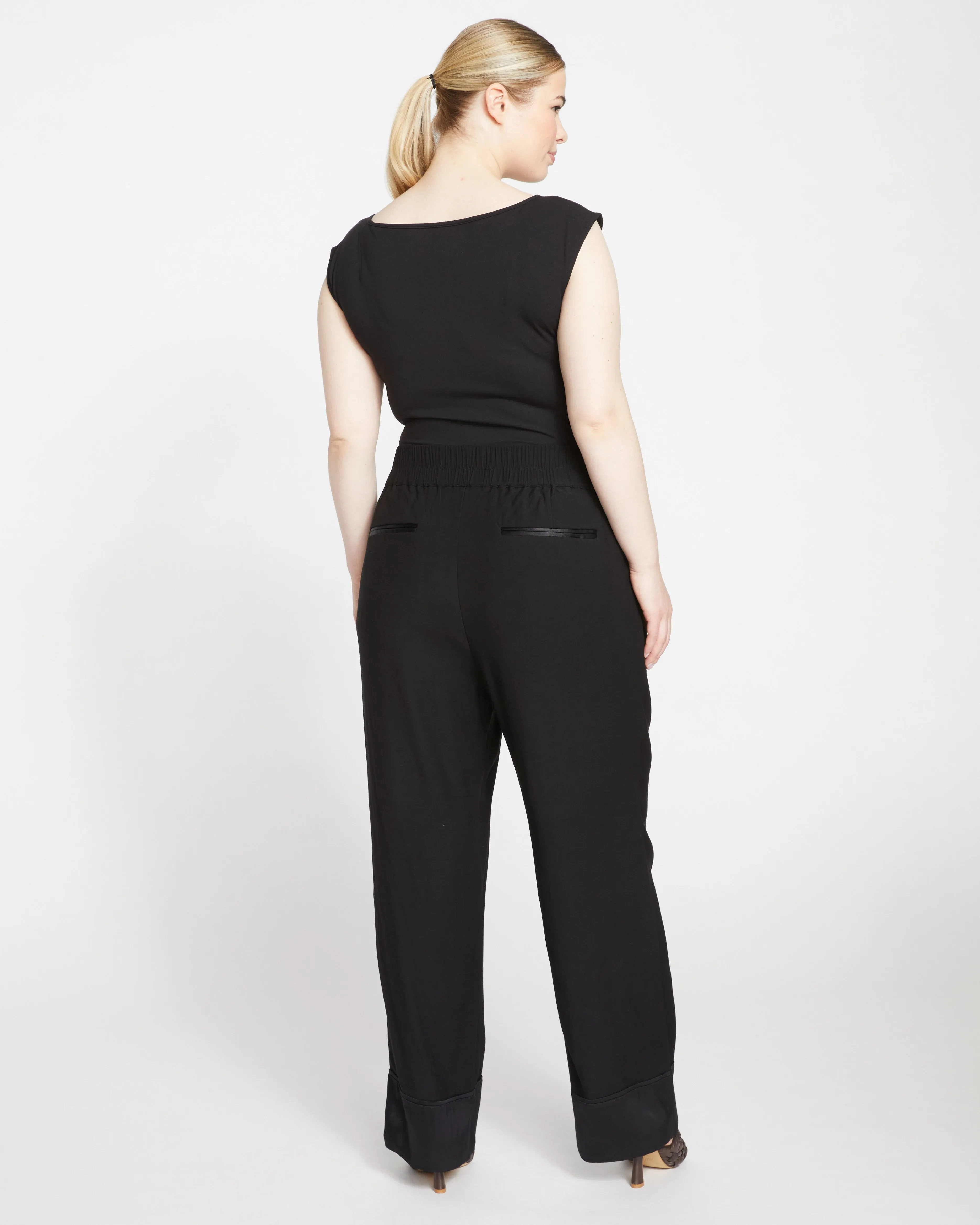 Soiree Double Luxe Pull-On Pants - Black/Black Shine sold by Universal Standard product image thumbnail 4