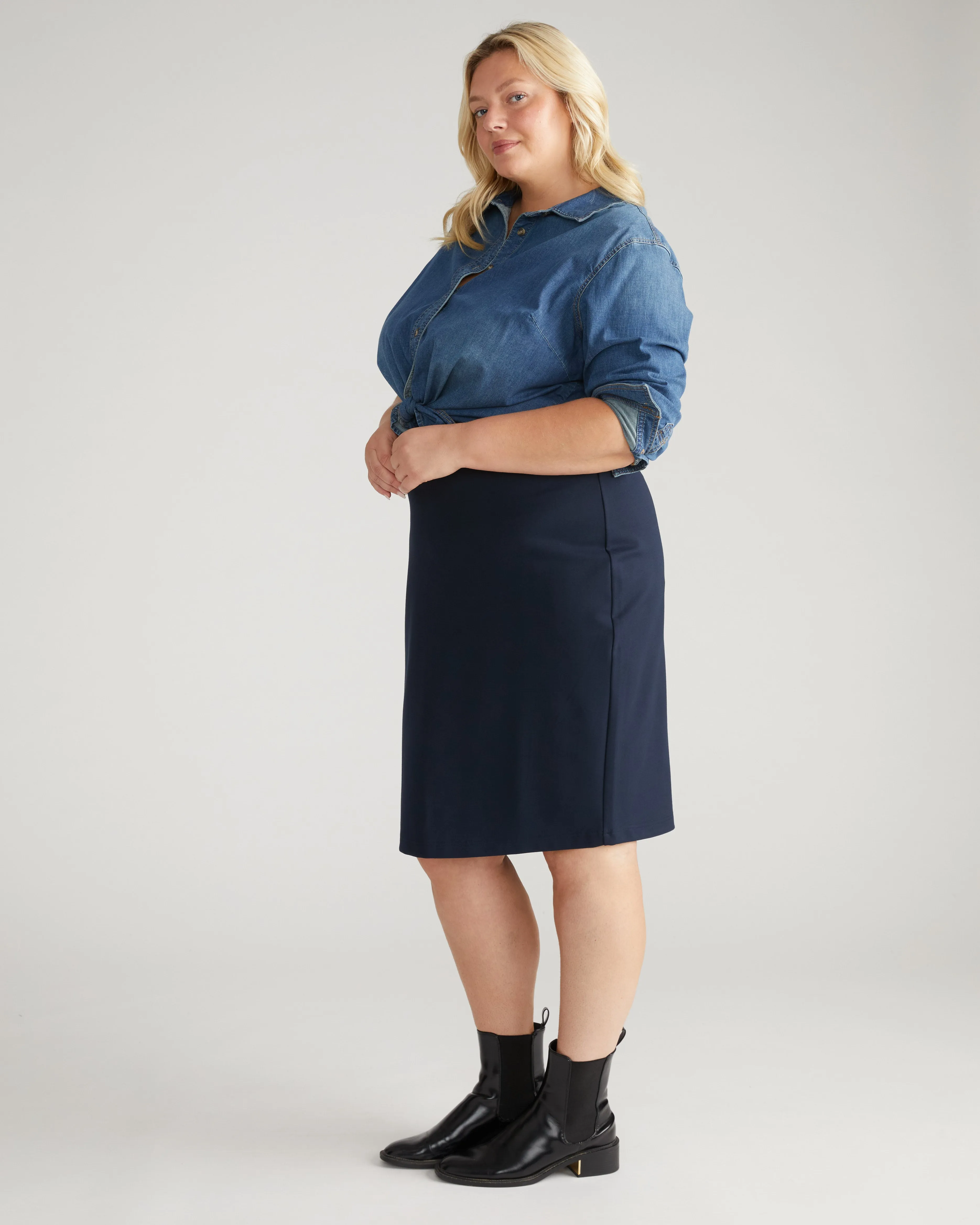 Danube Ponte Skirt - Navy sold by Universal Standard product image thumbnail 2