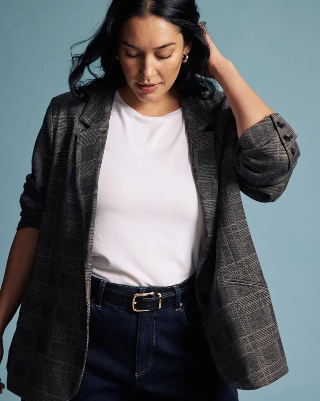 Beas Ponte Blazer - British Plaid sold by Universal Standard