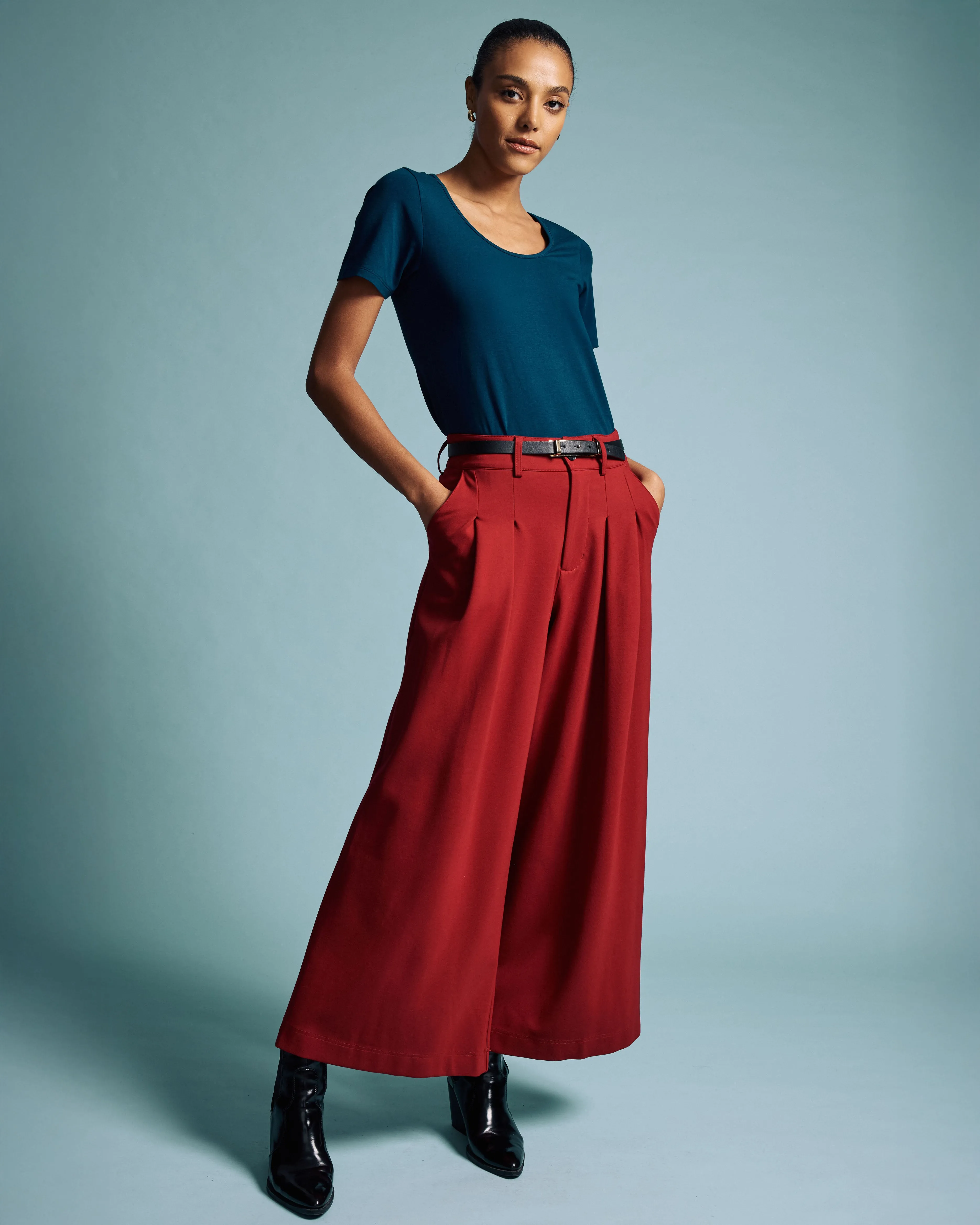 Palais Wide Leg Ponte Pants - Garnet sold by Universal Standard