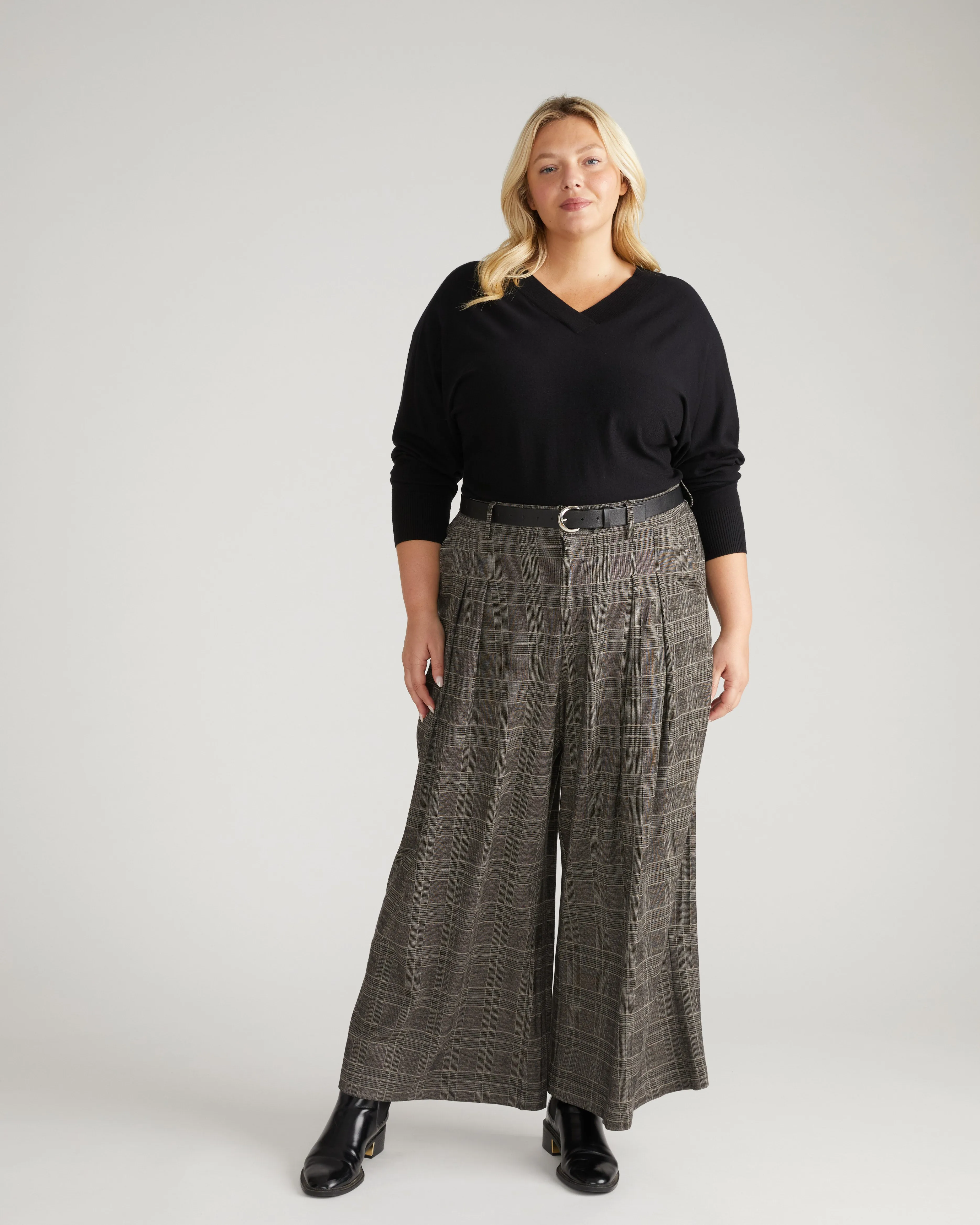 Palais Wide Leg Ponte Pants - British Plaid sold by Universal Standard product image thumbnail 4