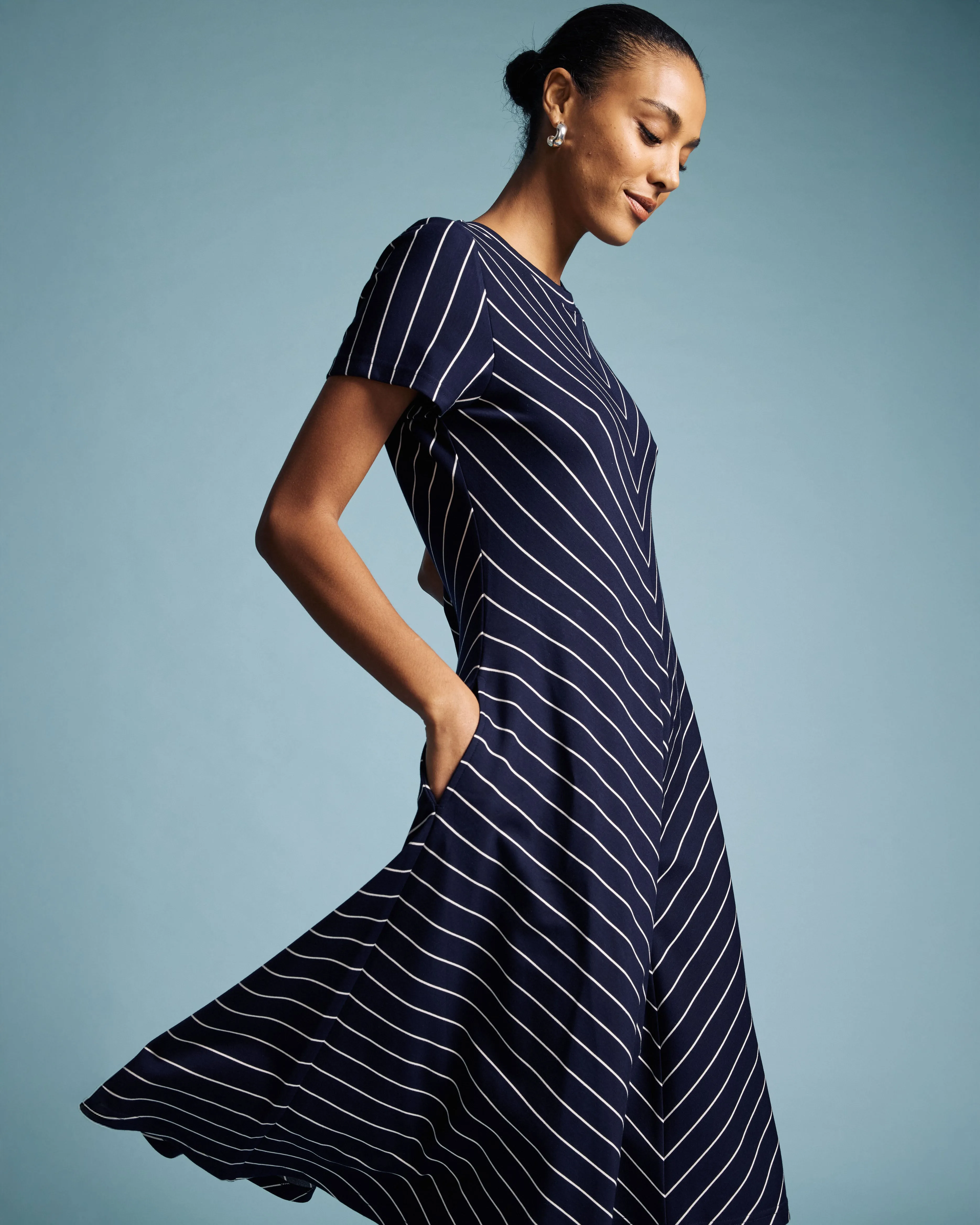 Imani Ponte Dress - Navy Pinstripe sold by Universal Standard product image thumbnail 5