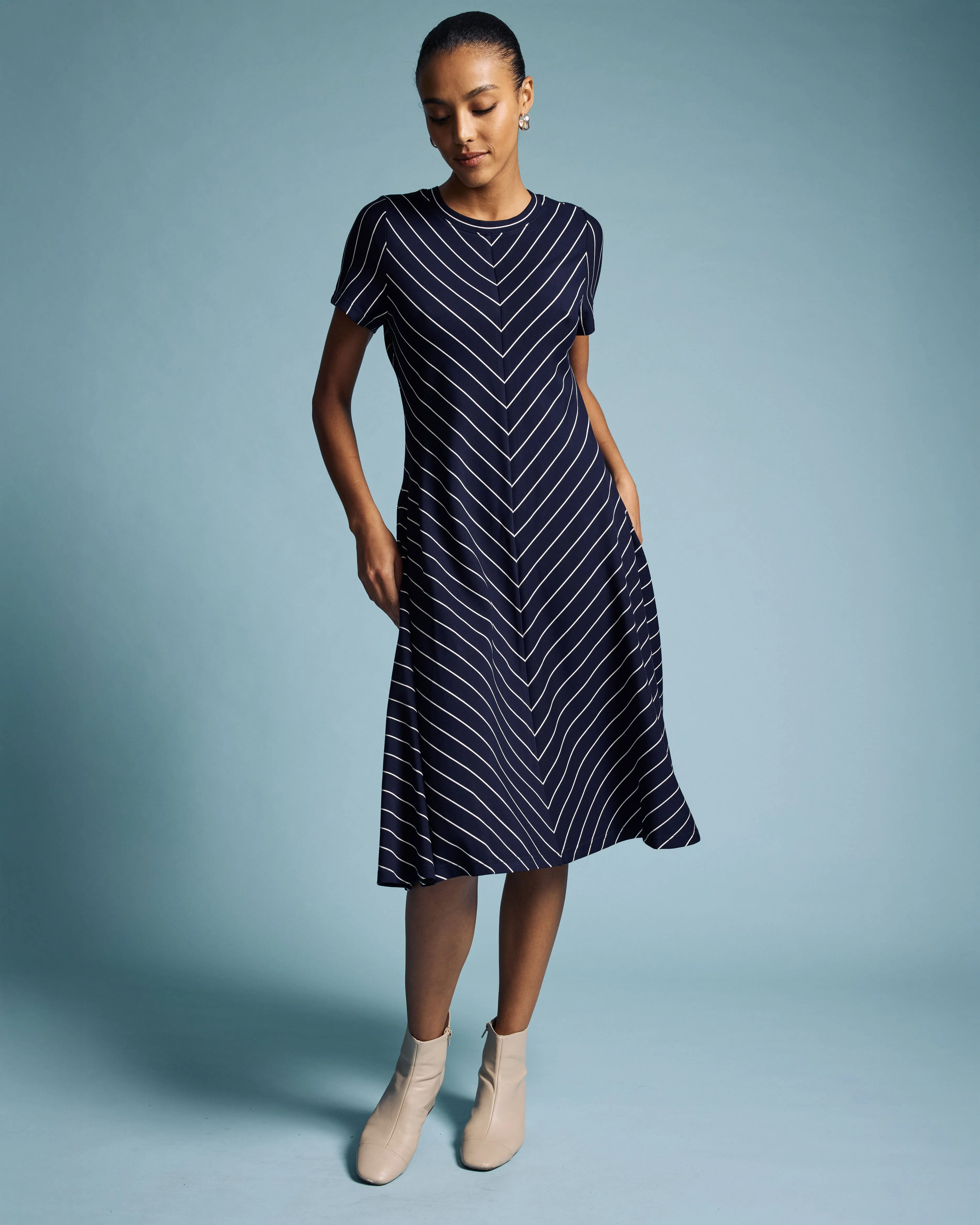 Imani Ponte Dress - Navy Pinstripe sold by Universal Standard product image thumbnail 4