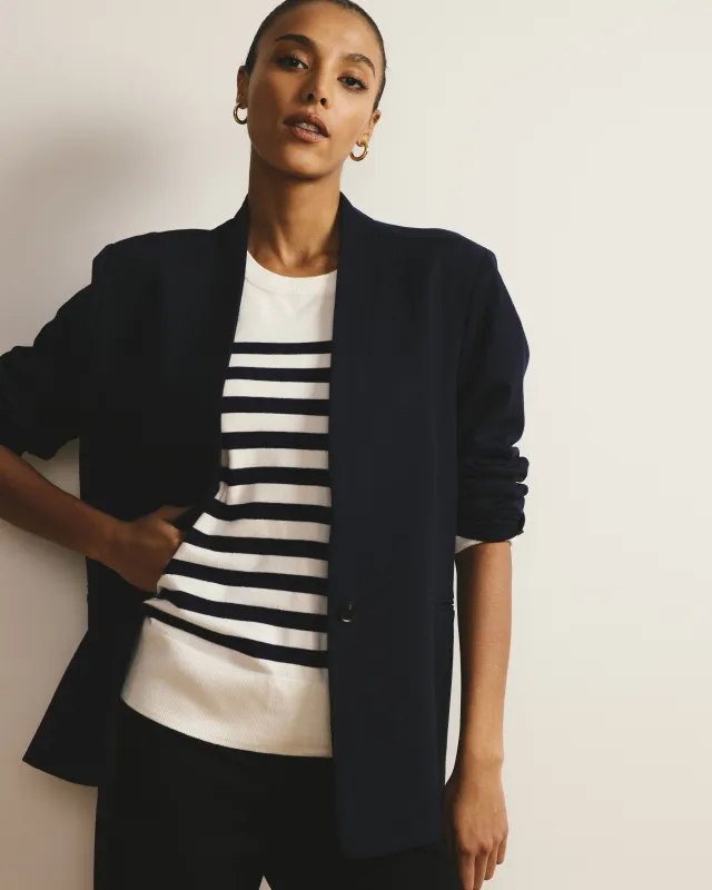 Lennox Collarless Ponte Blazer - Navy sold by Universal Standard