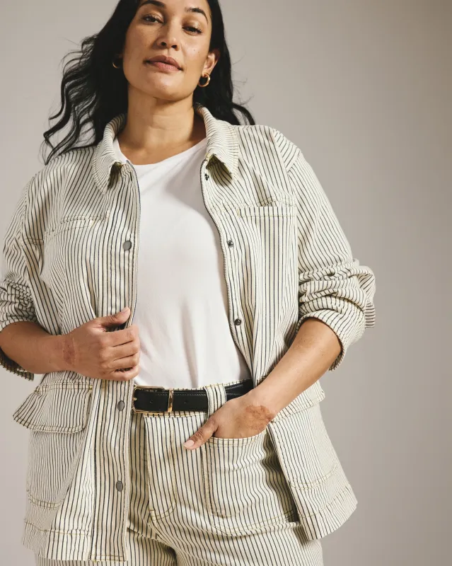 Denim Utility Jacket - Railroad Stripe sold by Universal Standard