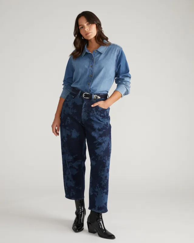 Dakota Cropped Barrel Leg Jeans - Indigo Tiedye Wash sold by Universal Standard