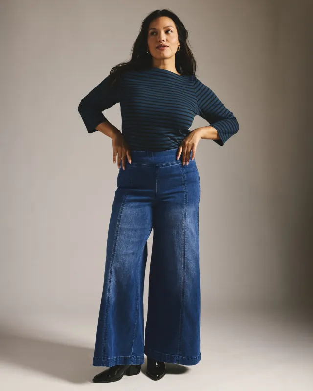Olivia Pintuck Wide Leg Jeans - True Blue sold by Universal Standard