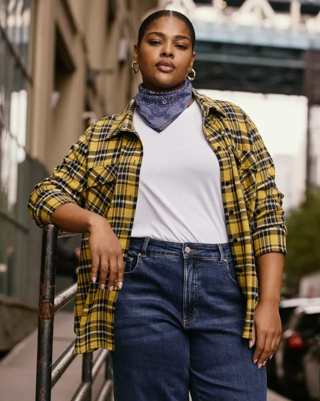 Maine Stretch Flannel Shirt - Chamomile Yellow Plaid sold by Universal Standard