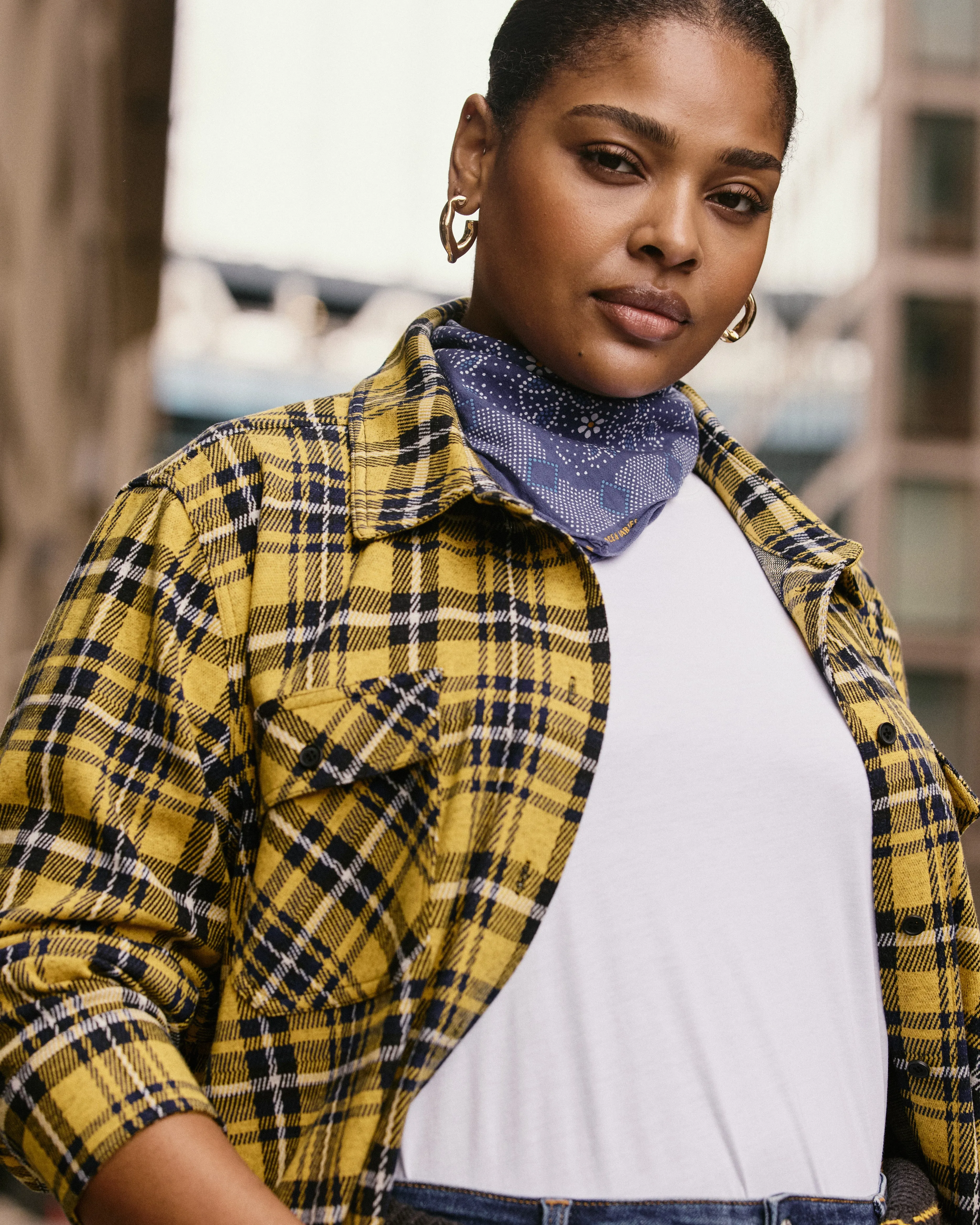 Maine Stretch Flannel Shirt - Chamomile Yellow Plaid sold by Universal Standard product image thumbnail 4