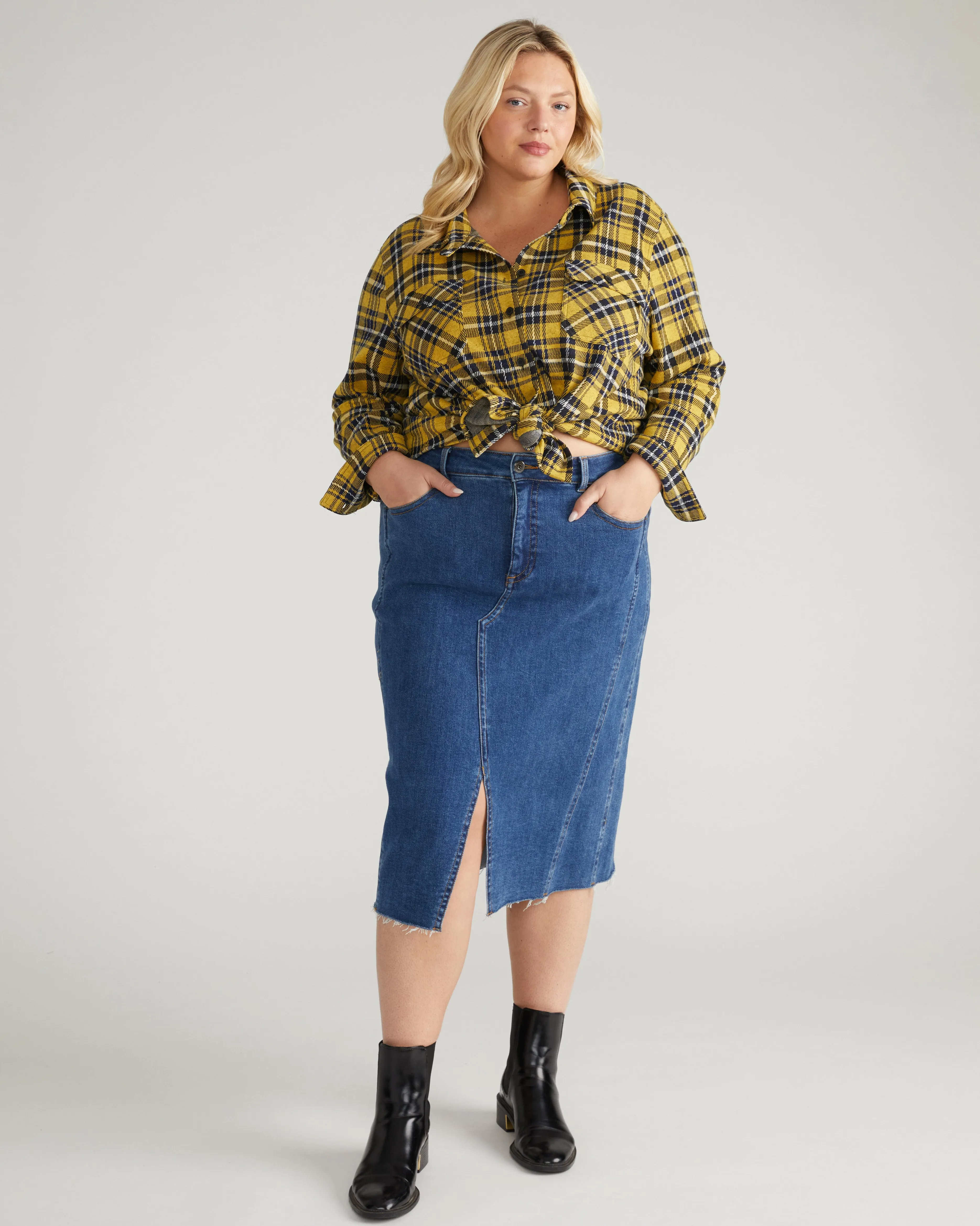 Maine Stretch Flannel Shirt - Chamomile Yellow Plaid sold by Universal Standard product image thumbnail 5