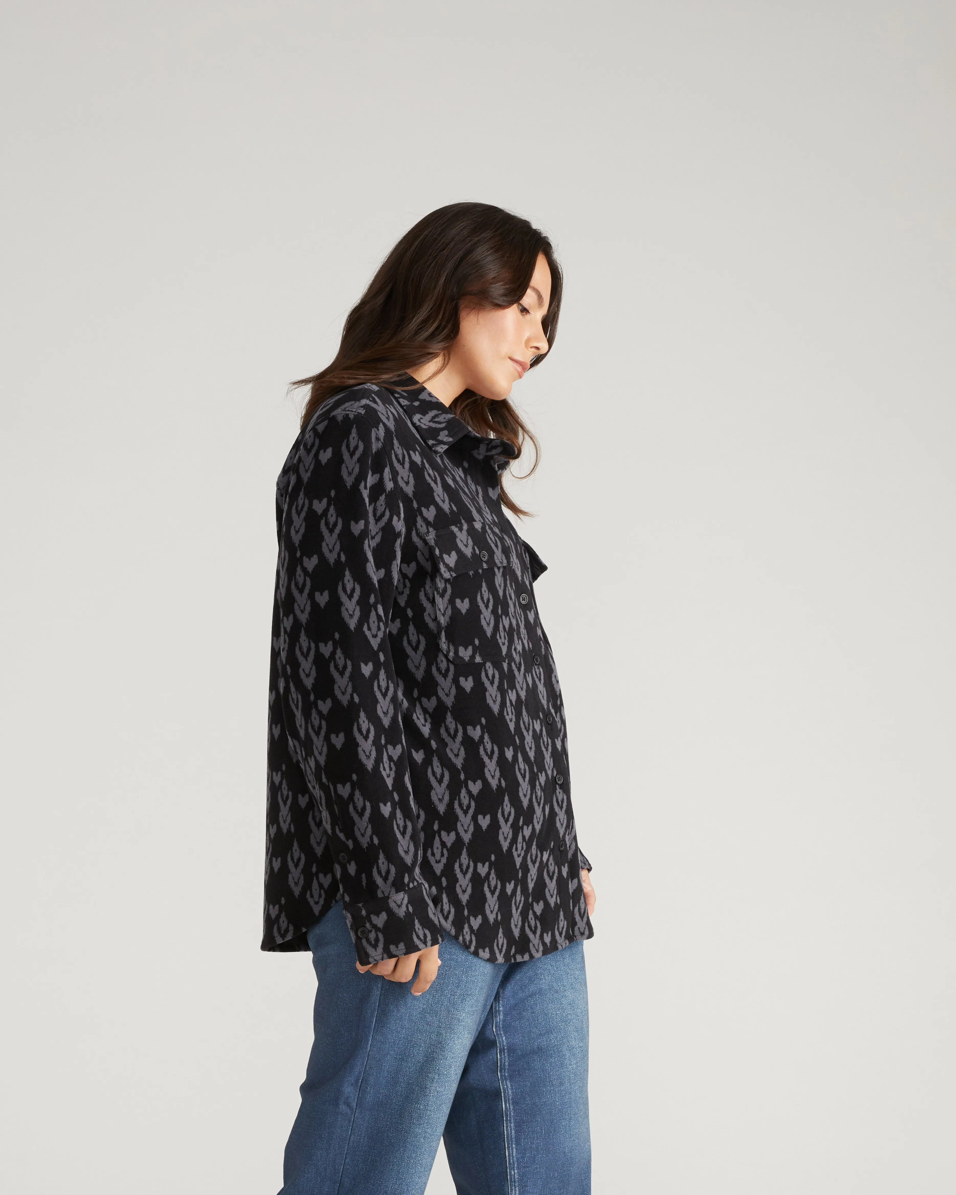 Maine Stretch Flannel Shirt - Indigo Ikat Arrow sold by Universal Standard product image thumbnail 3