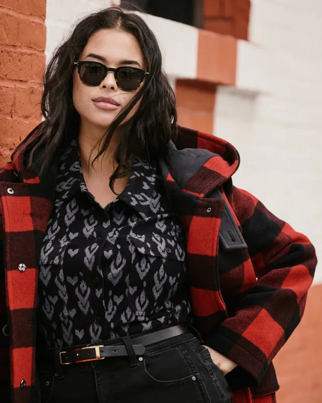 Maine Stretch Flannel Shirt - Indigo Ikat Arrow sold by Universal Standard