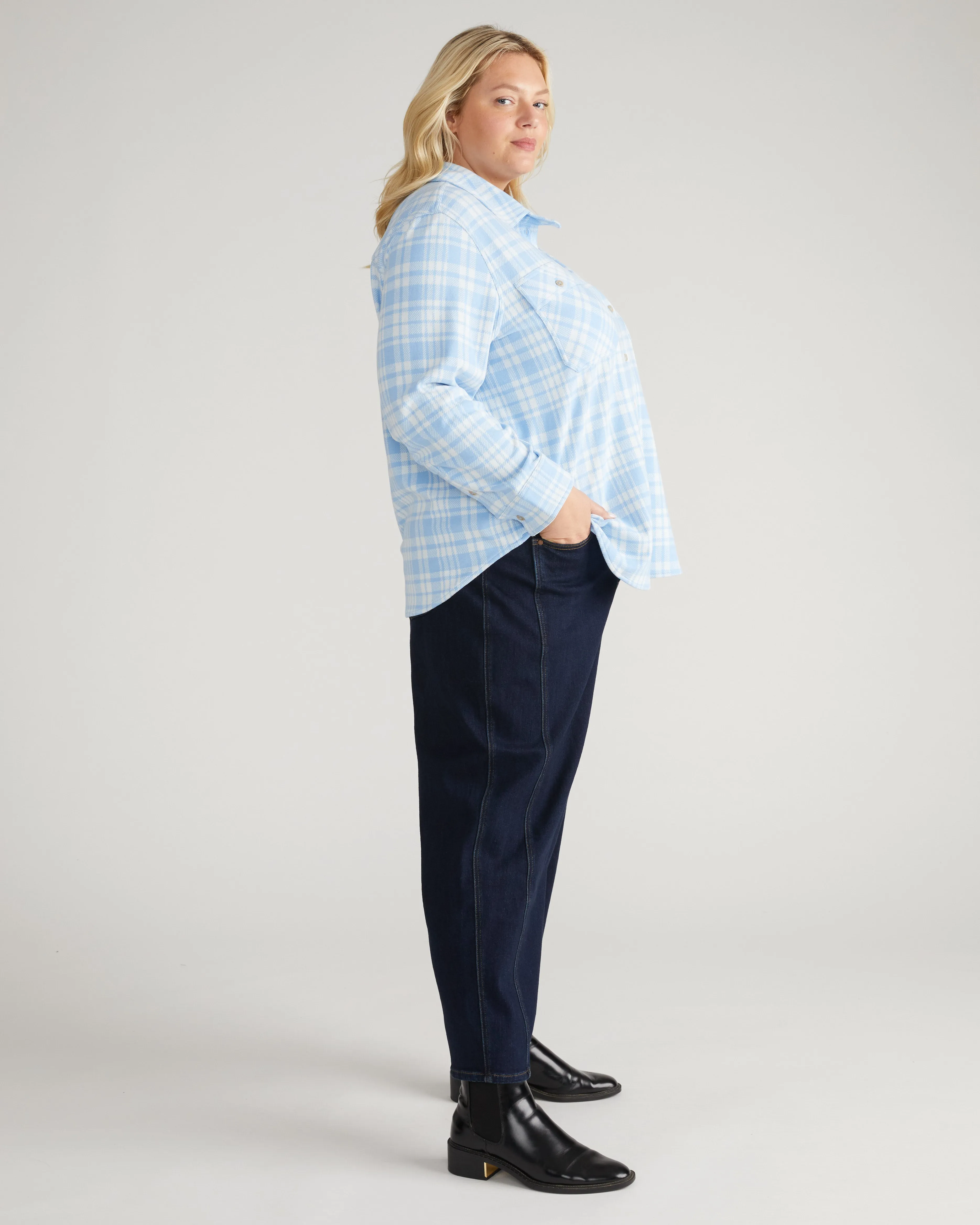 Maine Stretch Flannel Shirt - Teapot Whistle Blue Plaid sold by Universal Standard product image thumbnail 2