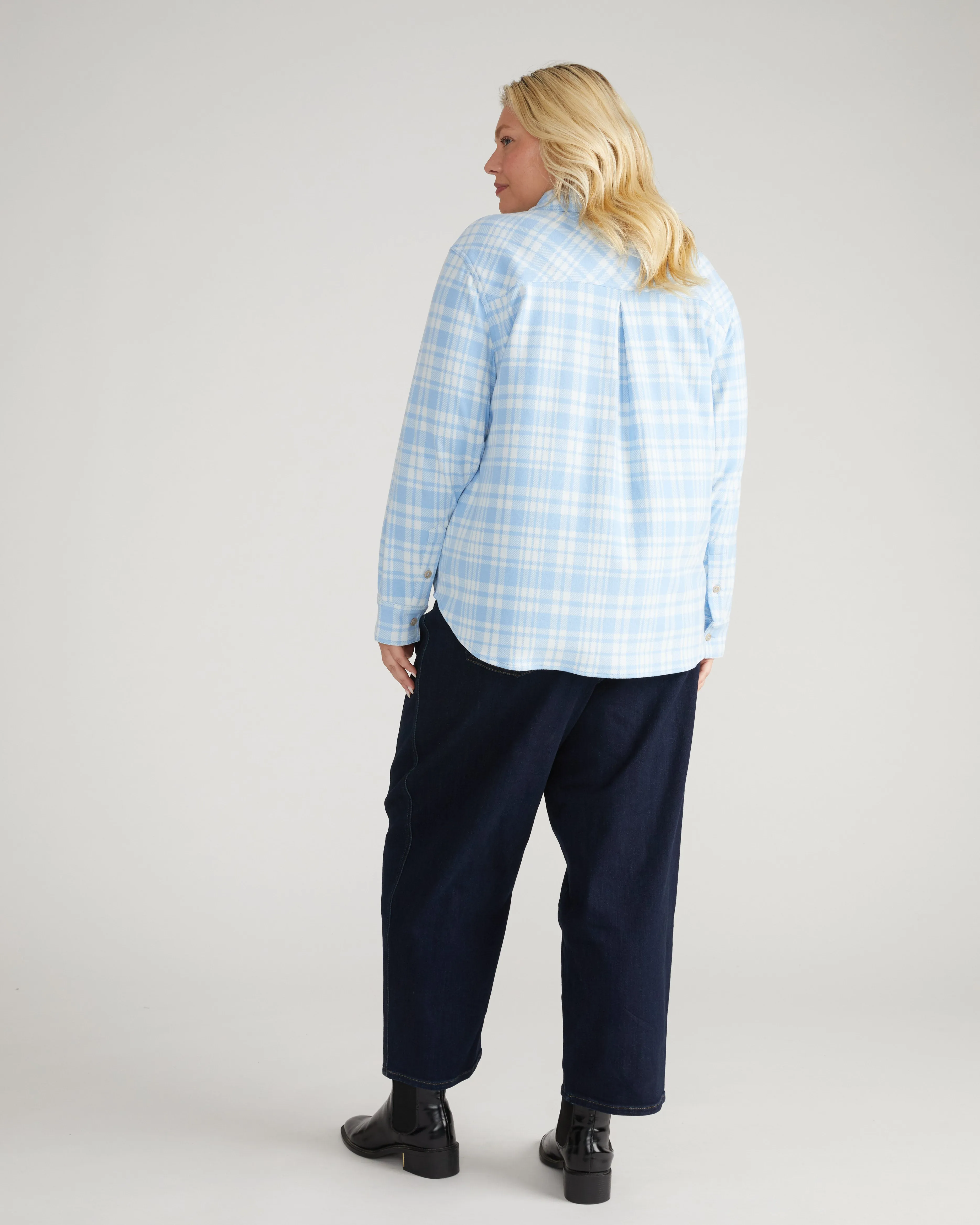 Maine Stretch Flannel Shirt - Teapot Whistle Blue Plaid sold by Universal Standard product image thumbnail 3