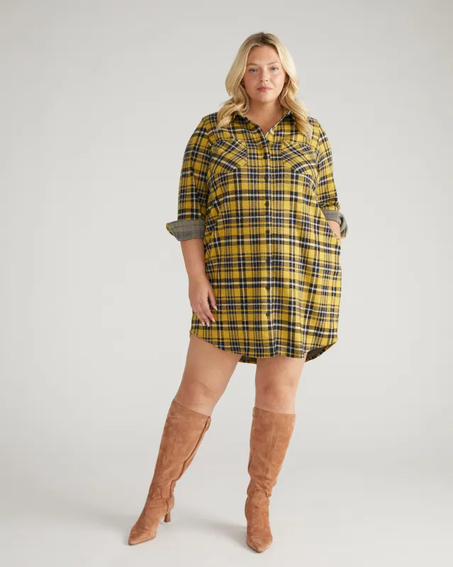 Maine Stretch Flannel Shirtdress - Chamomile Yellow Plaid sold by Universal Standard