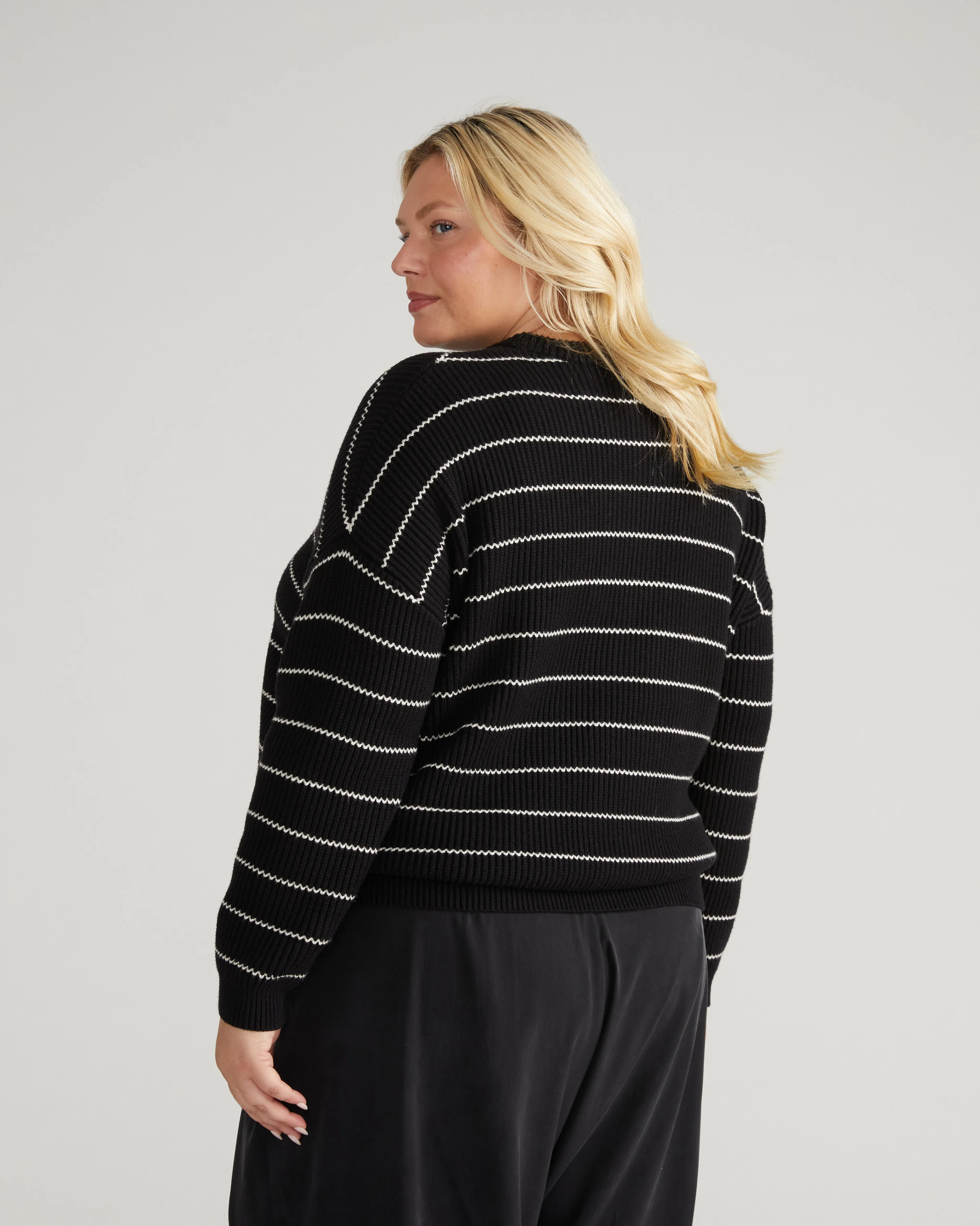 Bruno Sweater - Black/Cream Microstripe sold by Universal Standard product image thumbnail 4