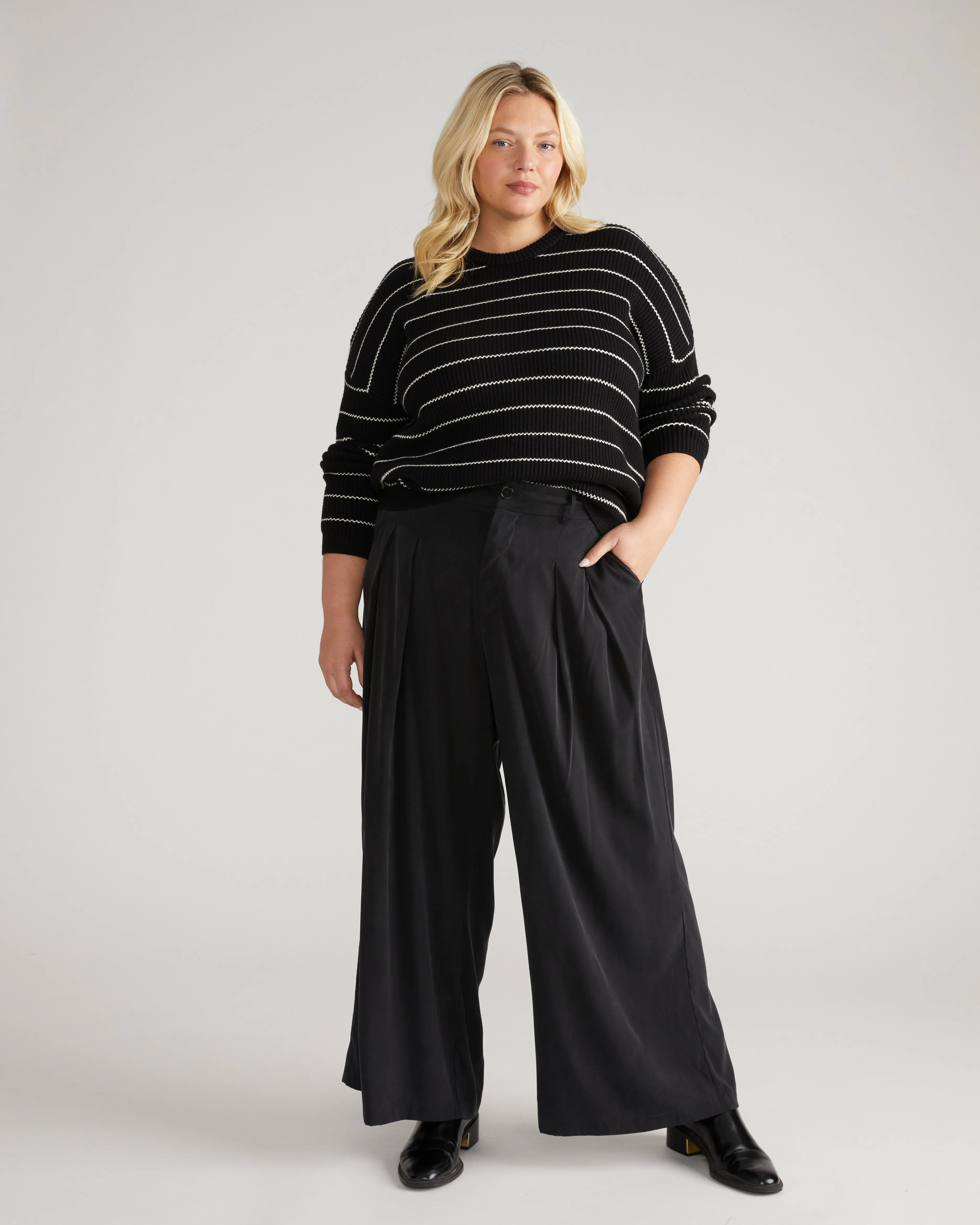 Bruno Sweater - Black/Cream Microstripe sold by Universal Standard product image thumbnail 2