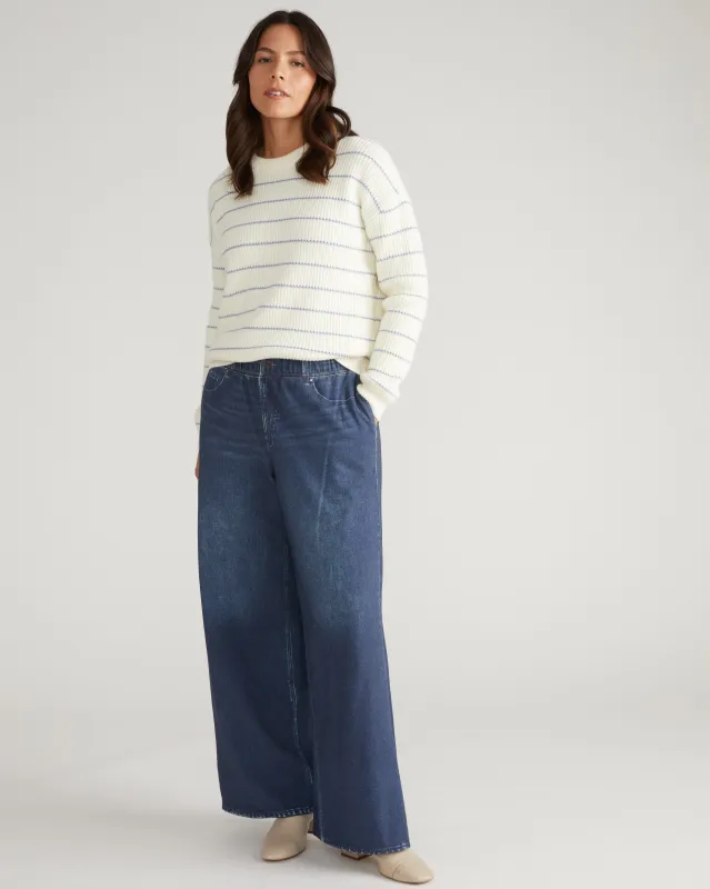 Bruno Sweater - Cream/Blue Grey Microstripe made by Universal Standard