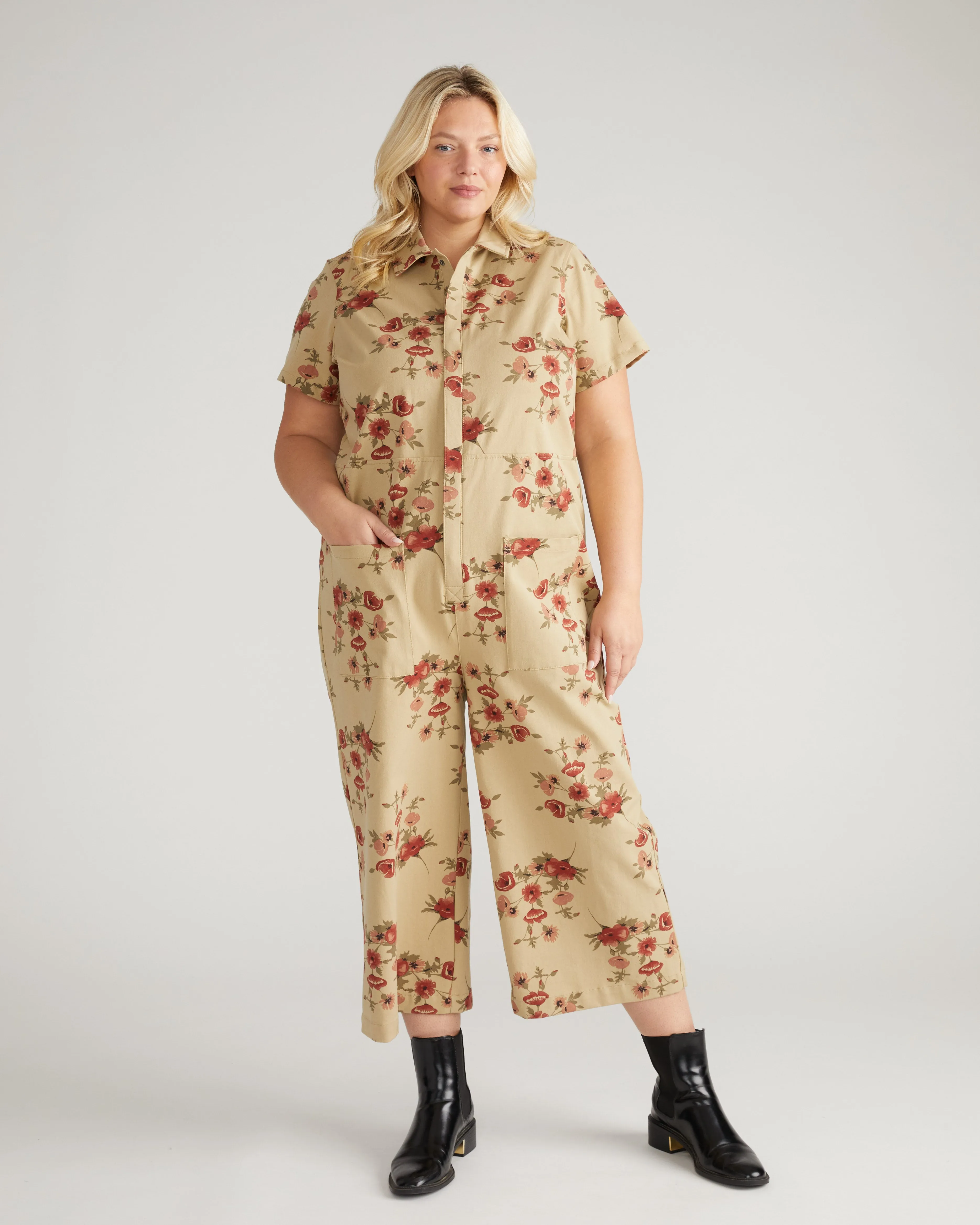 Kate Stretch Cotton Twill Jumpsuit - Wild Flower Bouquet Print sold by Universal Standard product image thumbnail 3