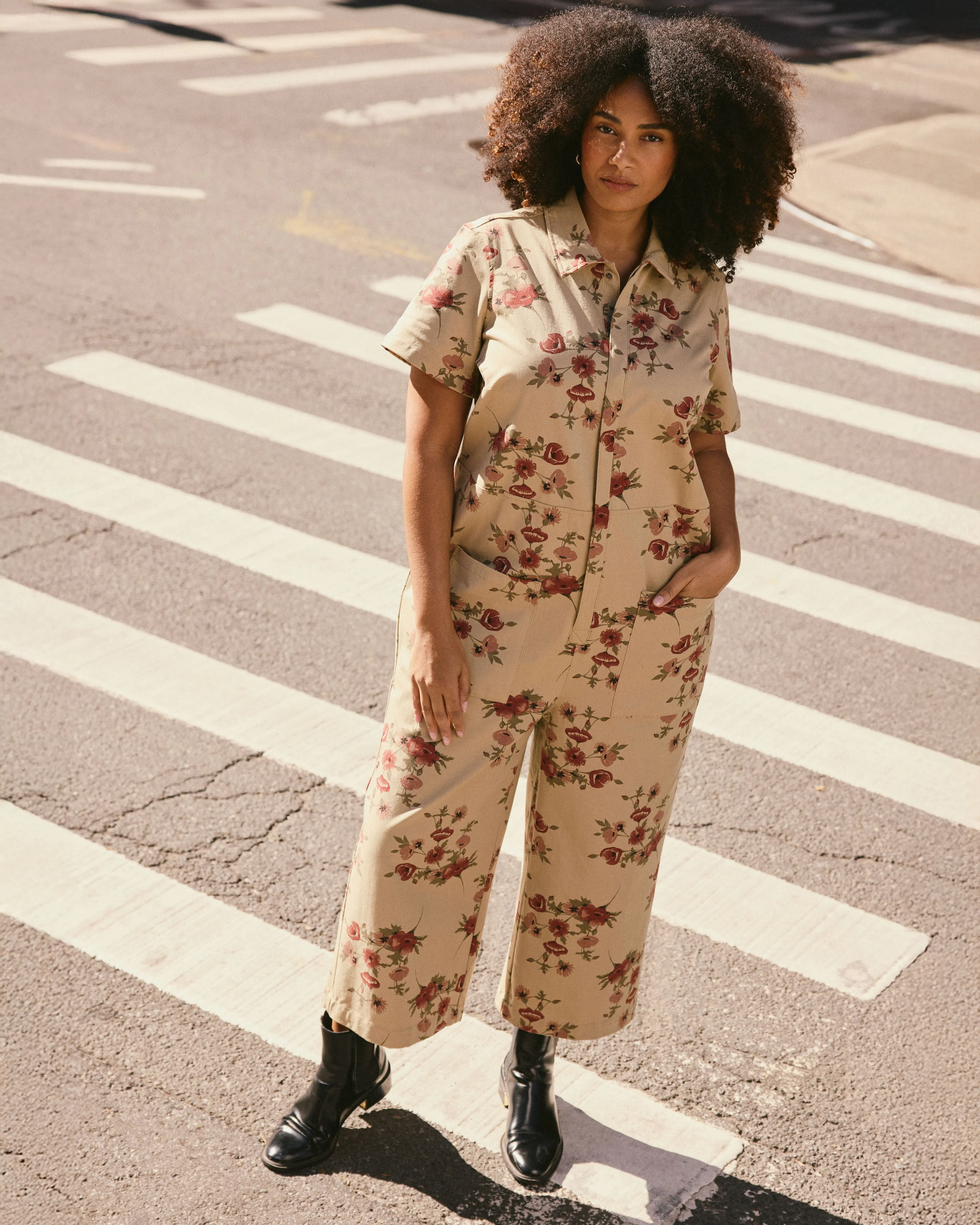 Kate Stretch Cotton Twill Jumpsuit - Wild Flower Bouquet Print sold by Universal Standard