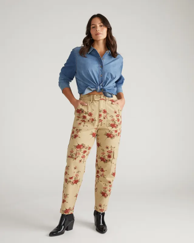 Karlee Stretch Cotton Twill Cargo Pants - Wild Flower Bouquet Print sold by Universal Standard