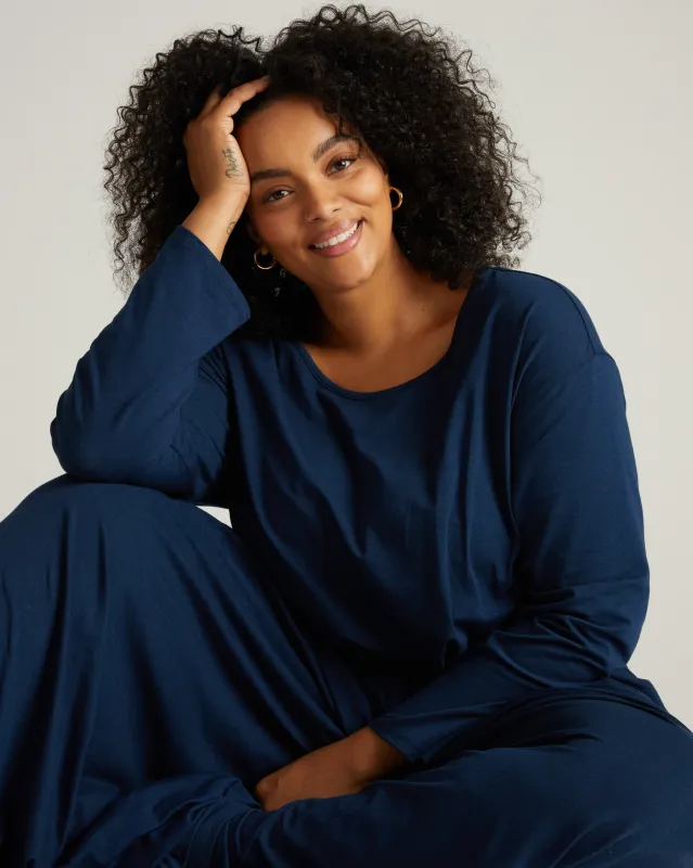 Pina Long Sleeve Lounge Tee - Pageant Blue sold by Universal Standard