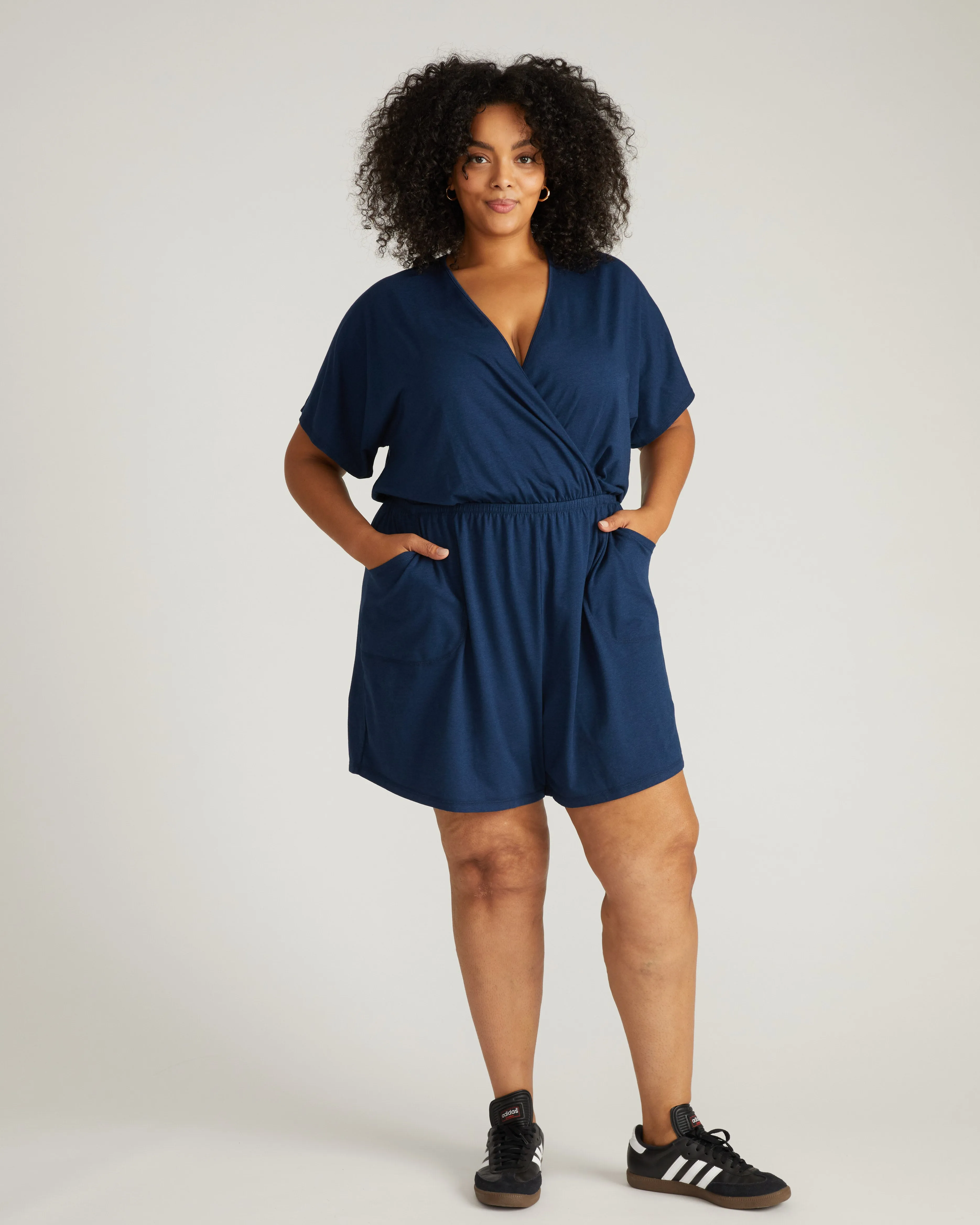 Nora Cross Front Romper - Pageant Blue sold by Universal Standard