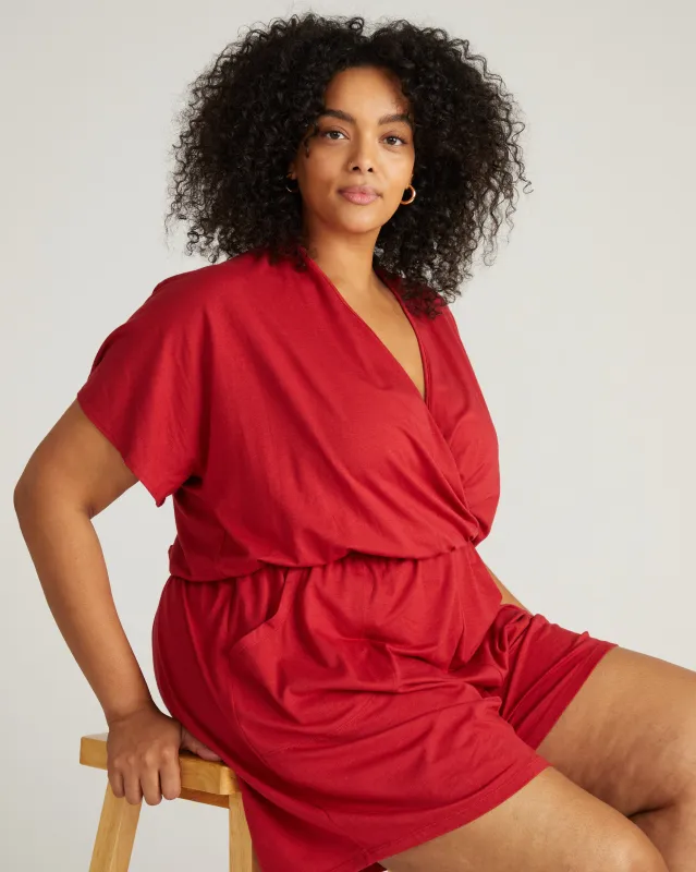 Nora Cross Front Romper - Raspberry sold by Universal Standard