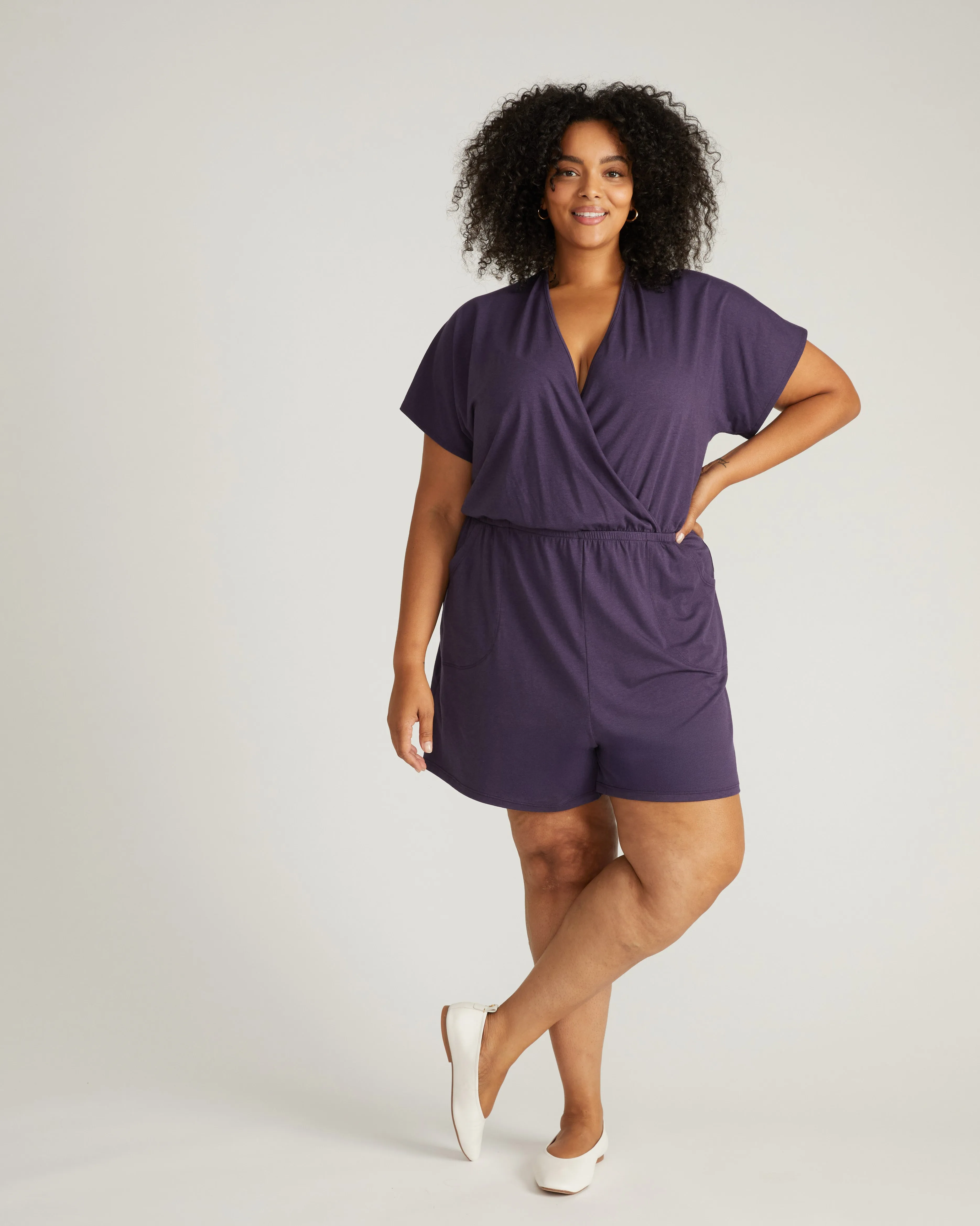 Nora Cross Front Romper - Anthracite sold by Universal Standard