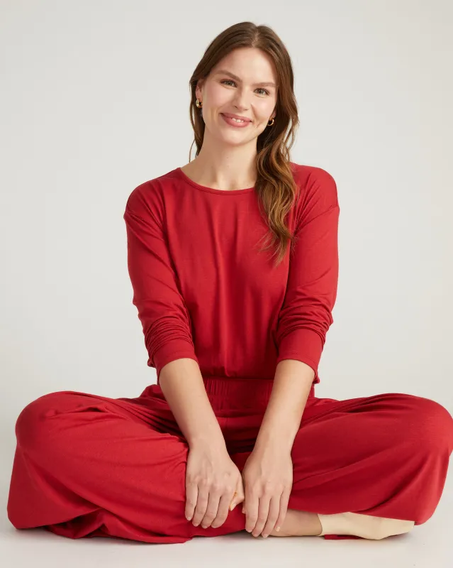 Pina Long Sleeve Lounge Tee - Raspberry sold by Universal Standard