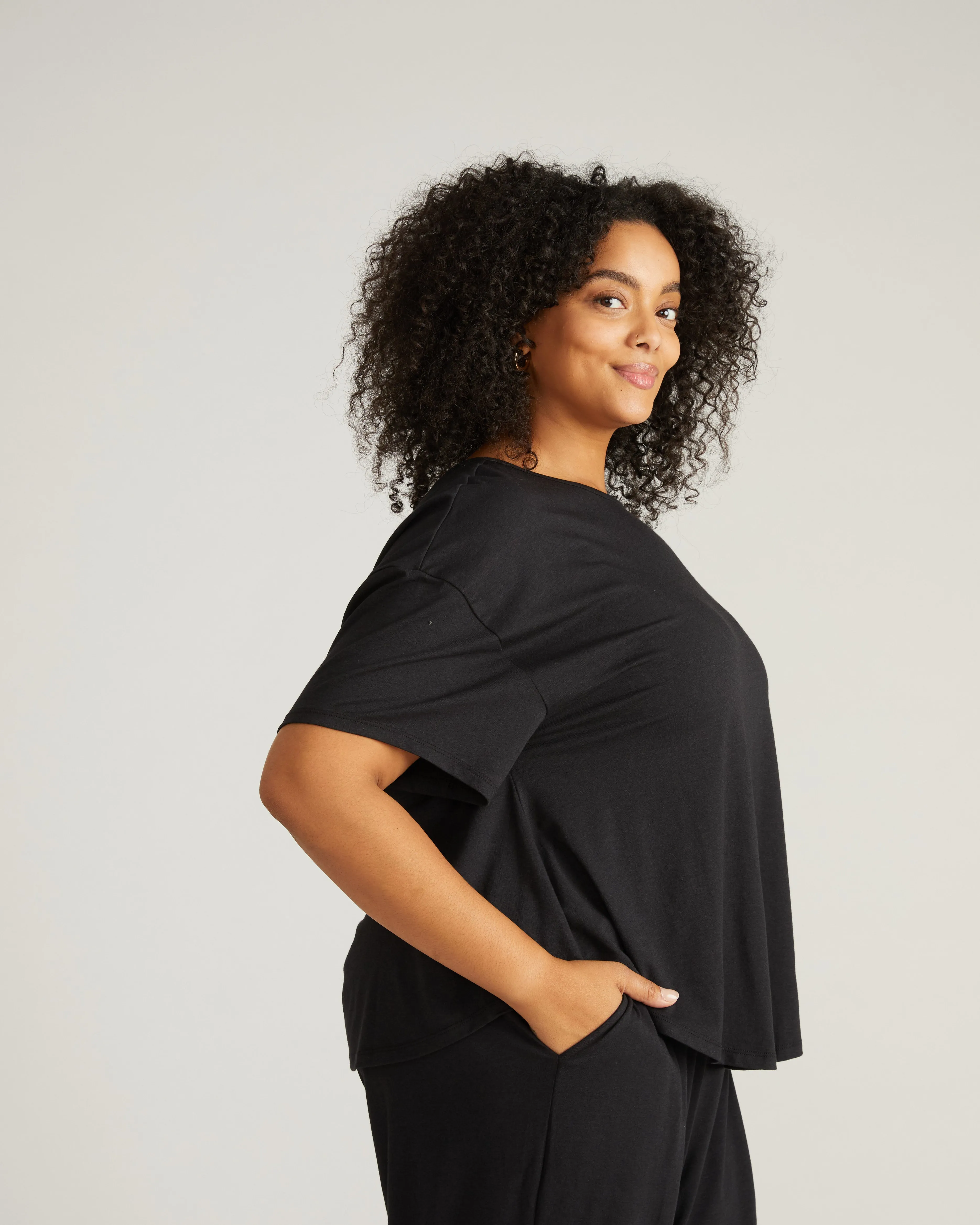 Pina Short Sleeve Lounge Tee - Black sold by Universal Standard product image thumbnail 2