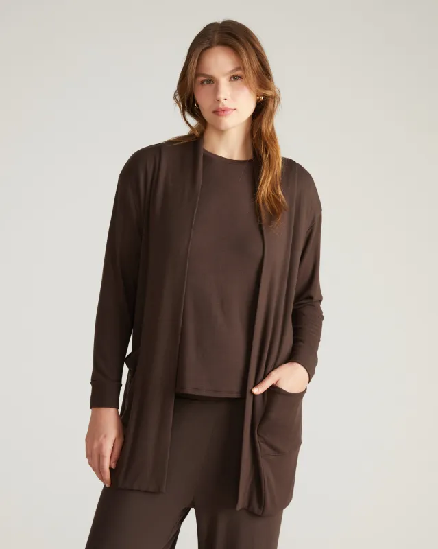 TravelKnit Minimalist Cardigan - Espresso sold by Universal Standard